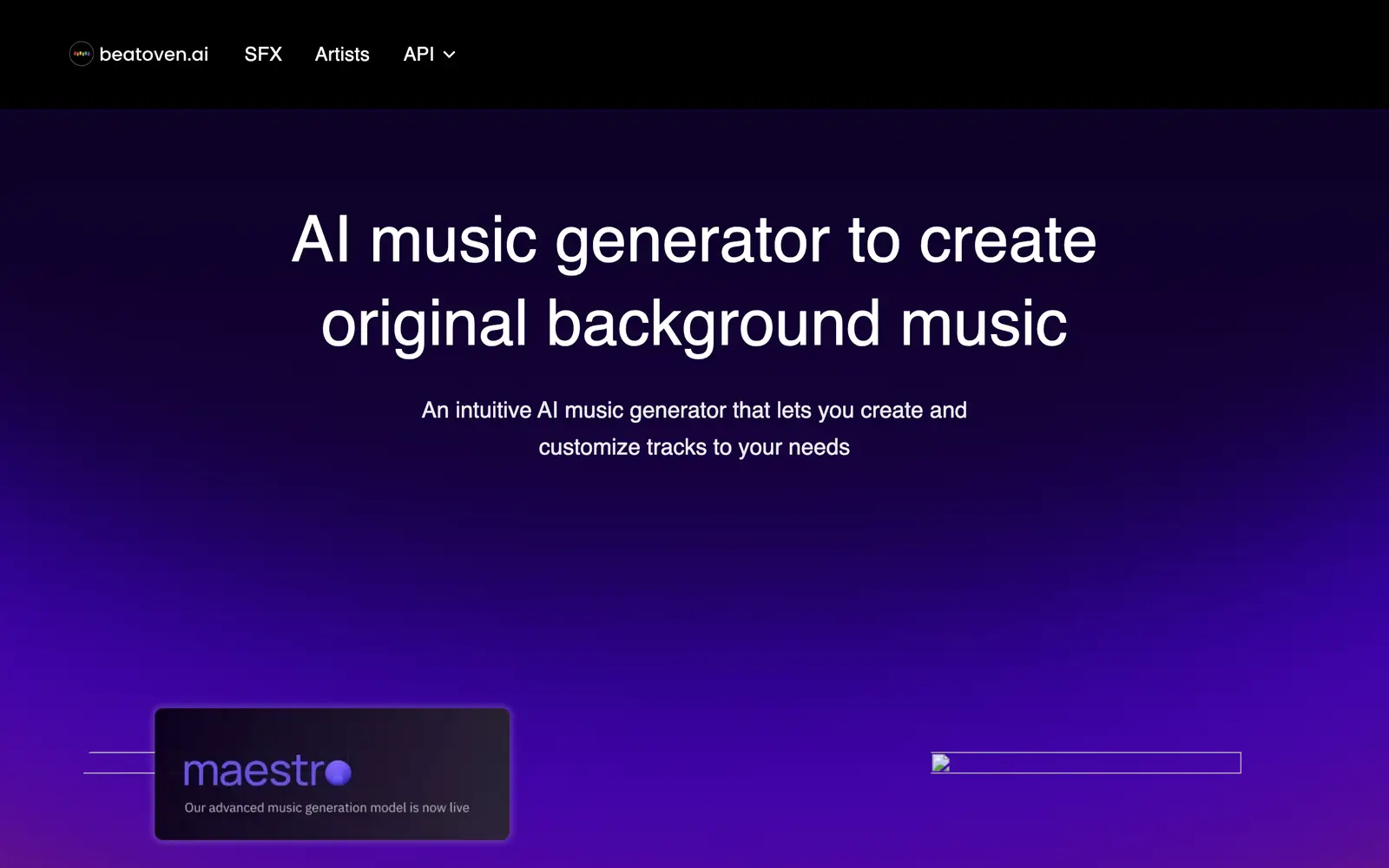 Screenshot of the Beatoven.ai website