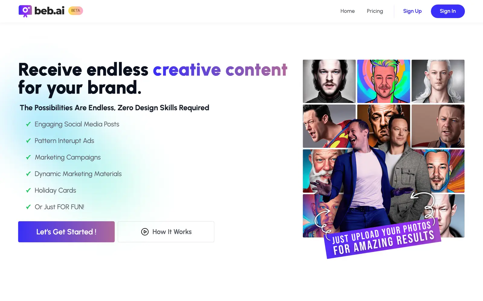 Screenshot of the beb.ai website