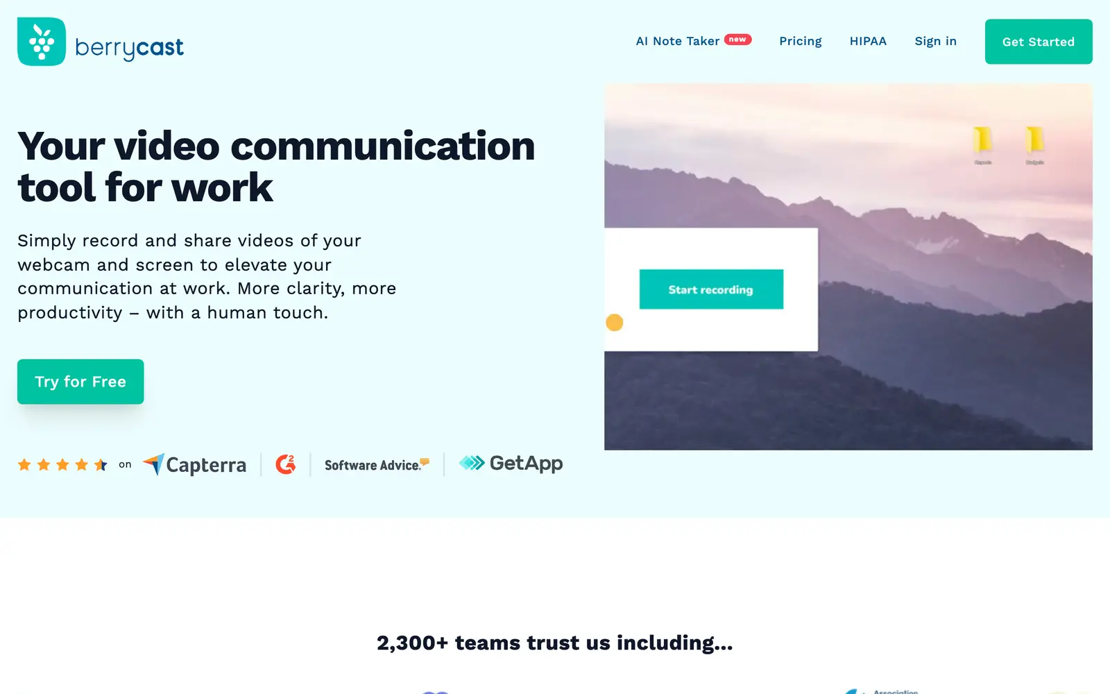 Screenshot of the Berrycast website