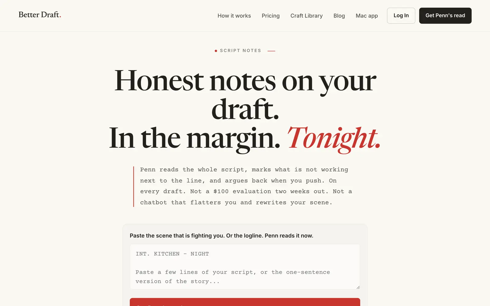 Screenshot of the Better Draft website