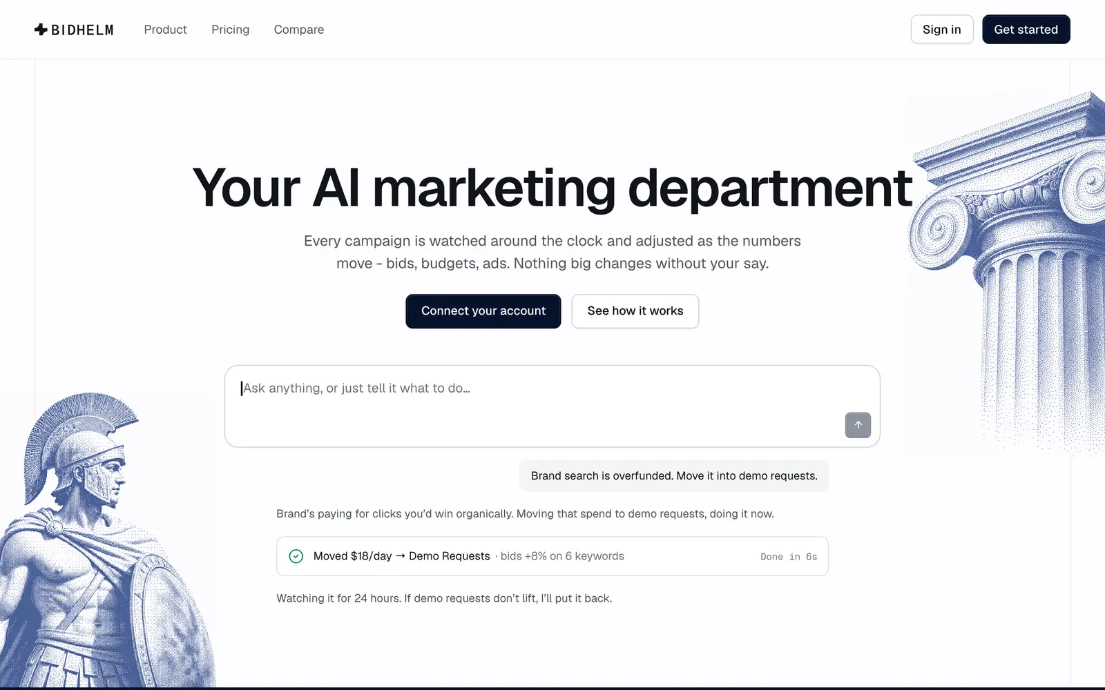 Screenshot of the BidHelm website