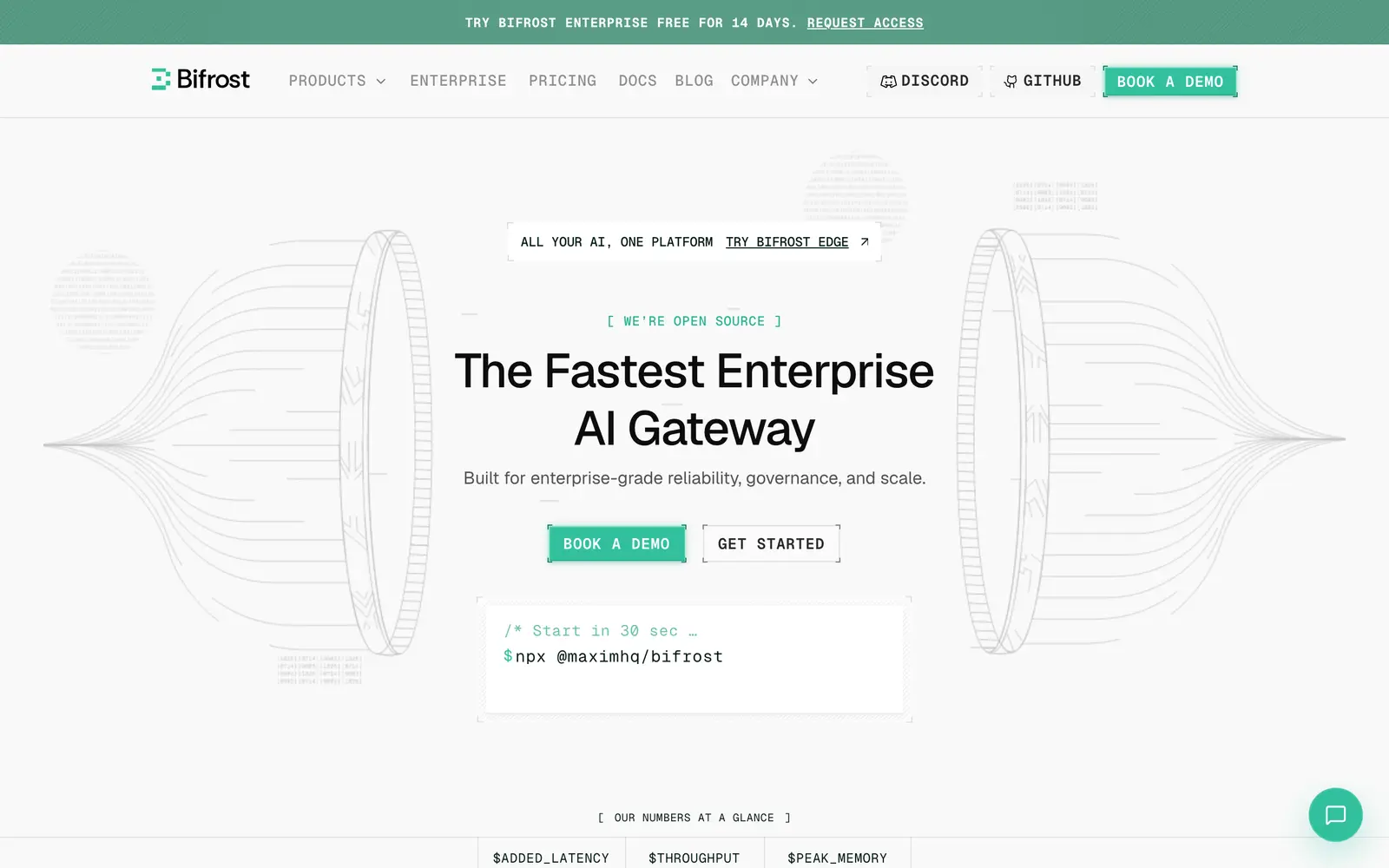 Screenshot of the Bifrost AI Gateway website