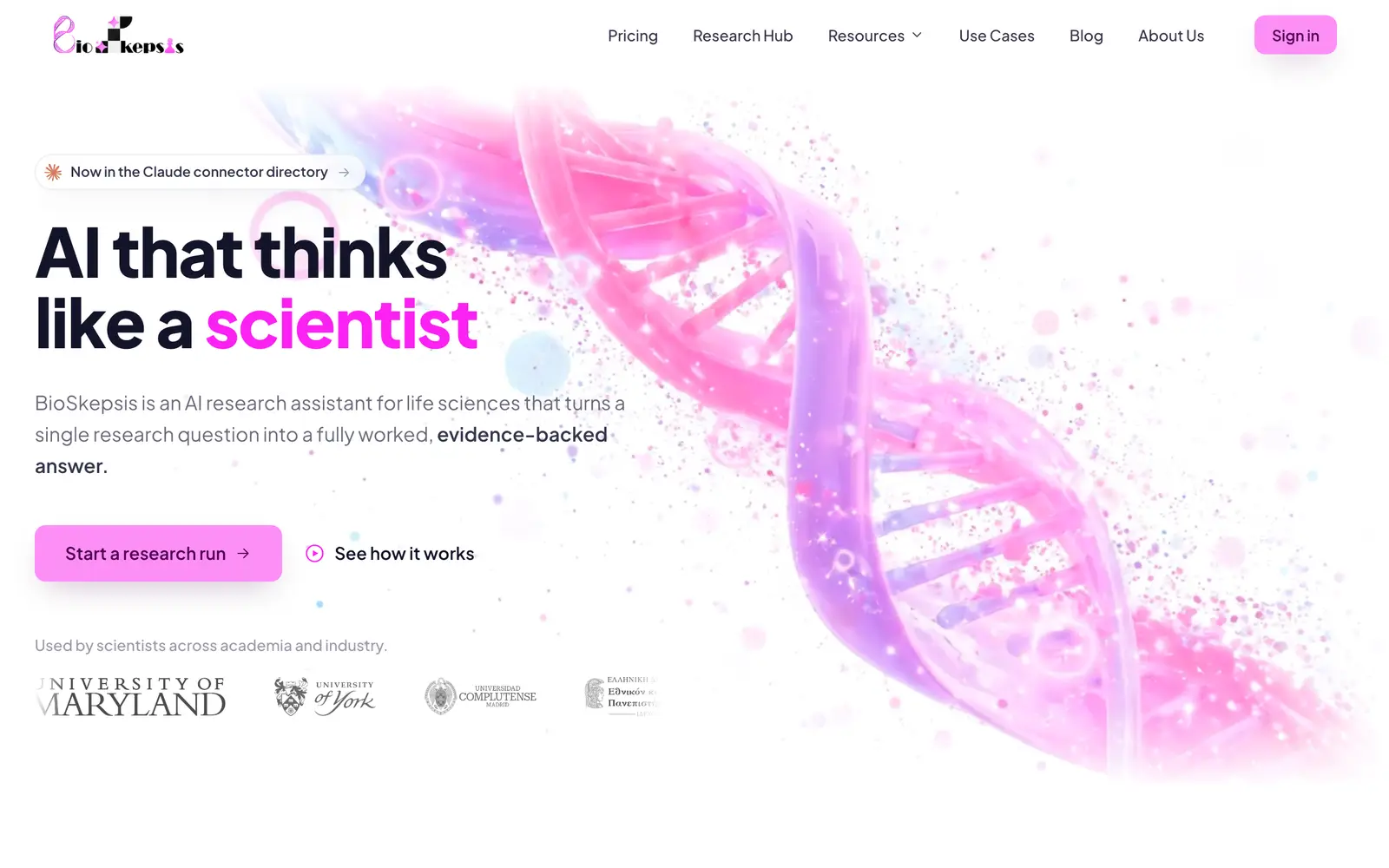 Screenshot of the BioSkepsis website