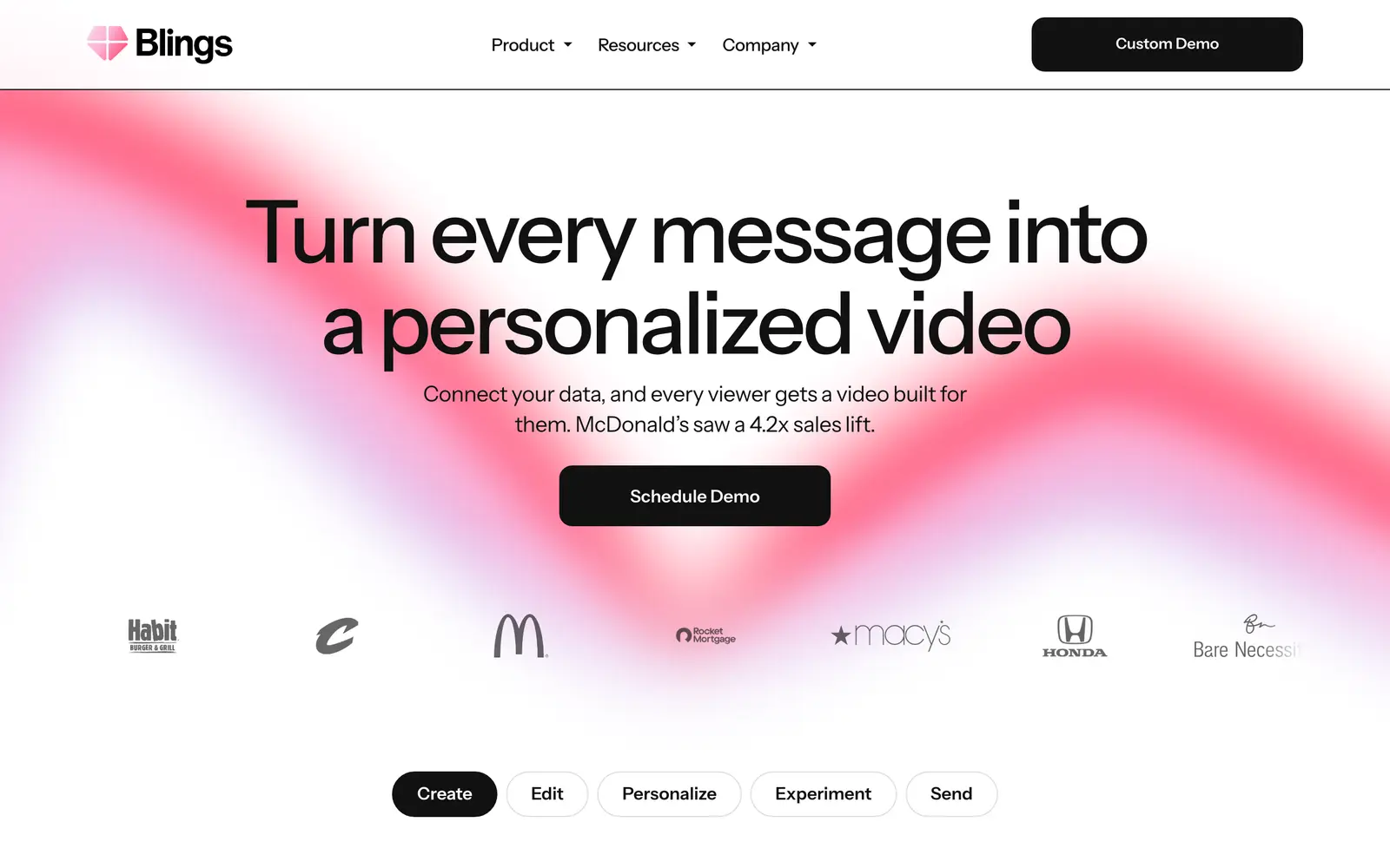 Screenshot of the Blings website