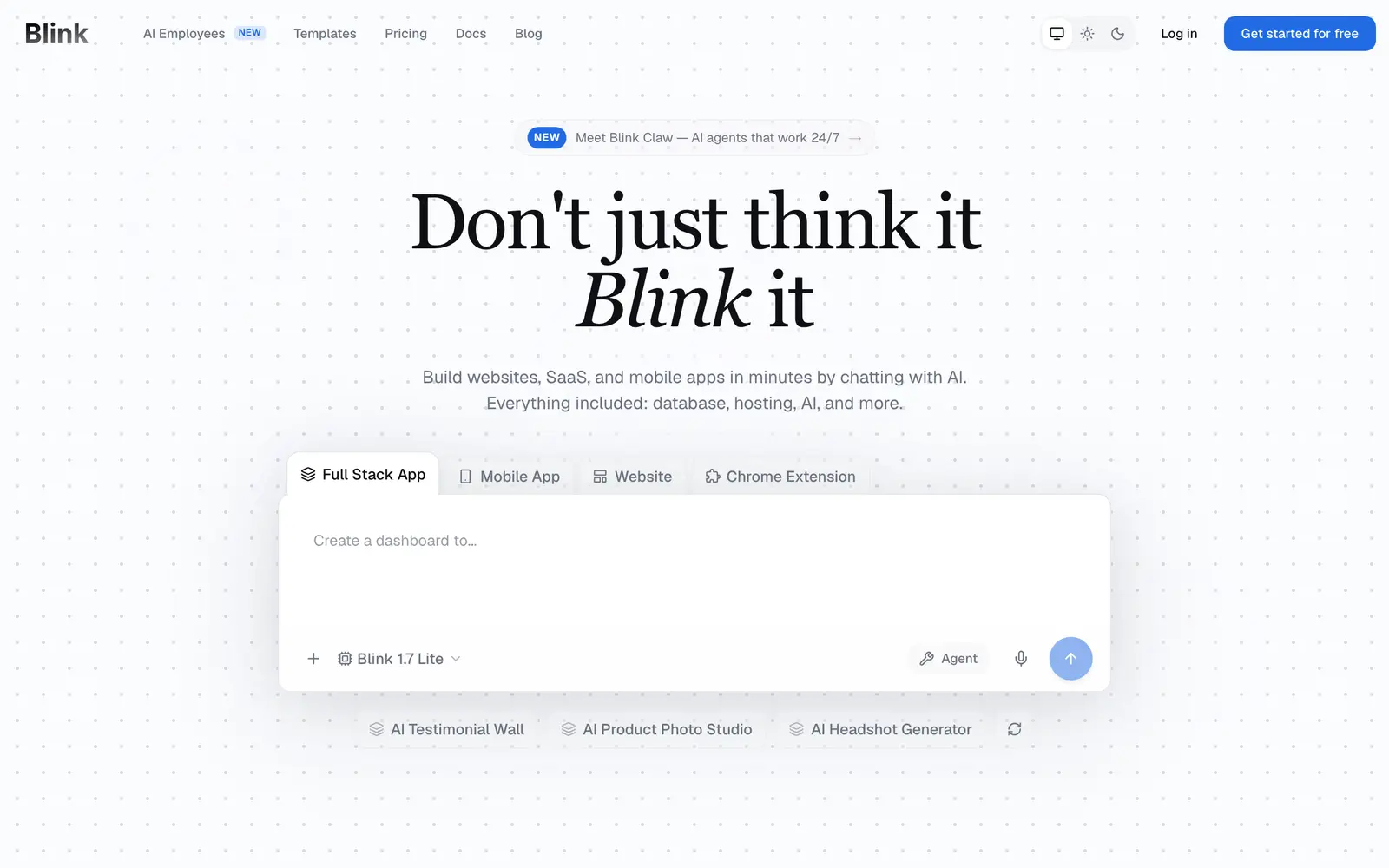 Screenshot of the Blink.new website