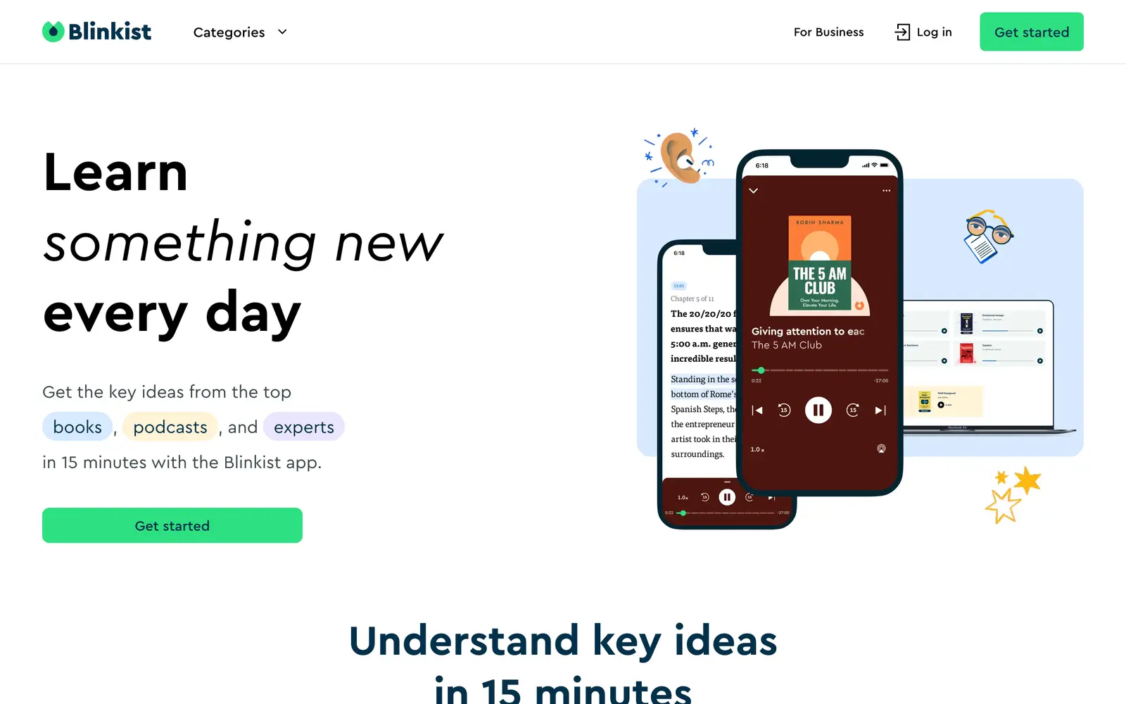 Screenshot of the Blinkist website