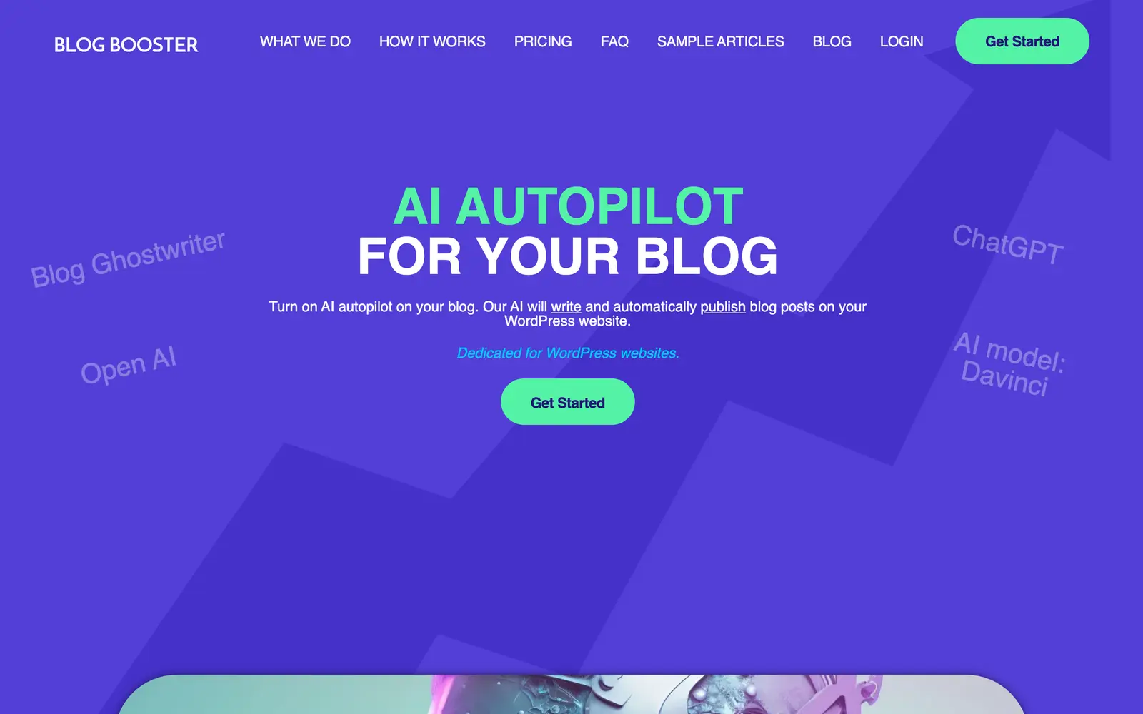 Screenshot of the Blogbooster website