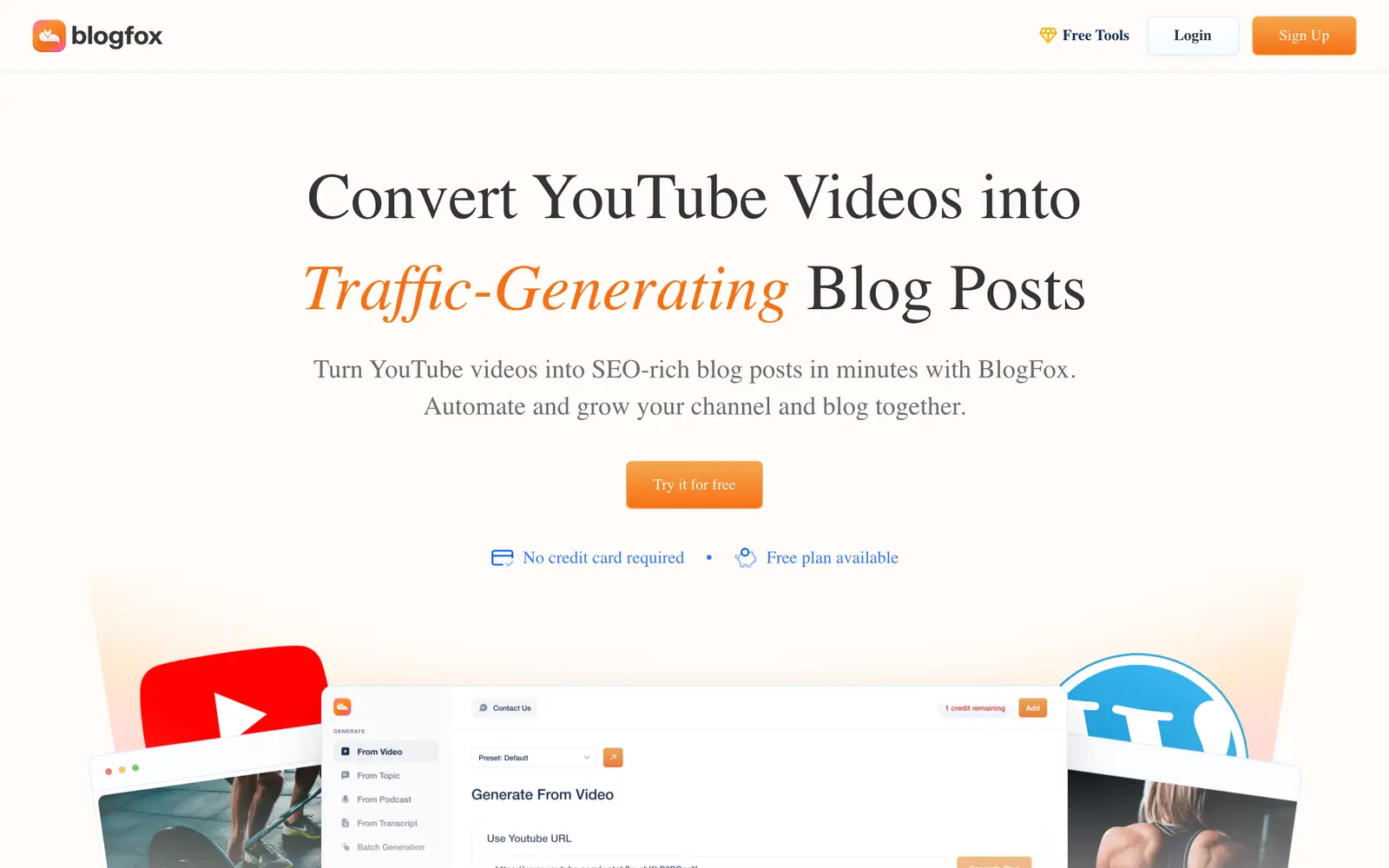 Screenshot of the BlogFox website