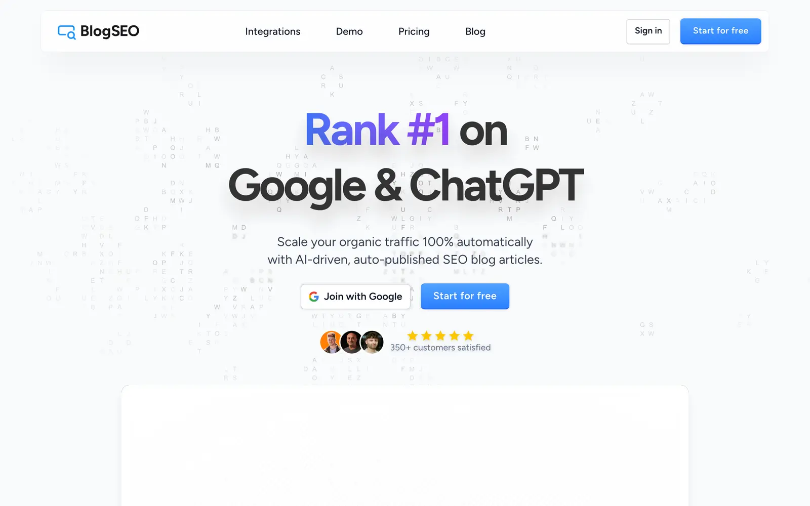 Screenshot of the BlogSEO website