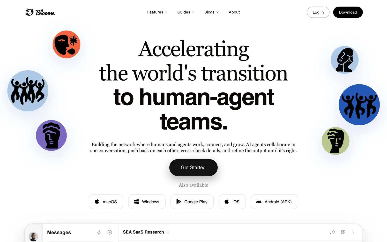 Screenshot of the Bloome website