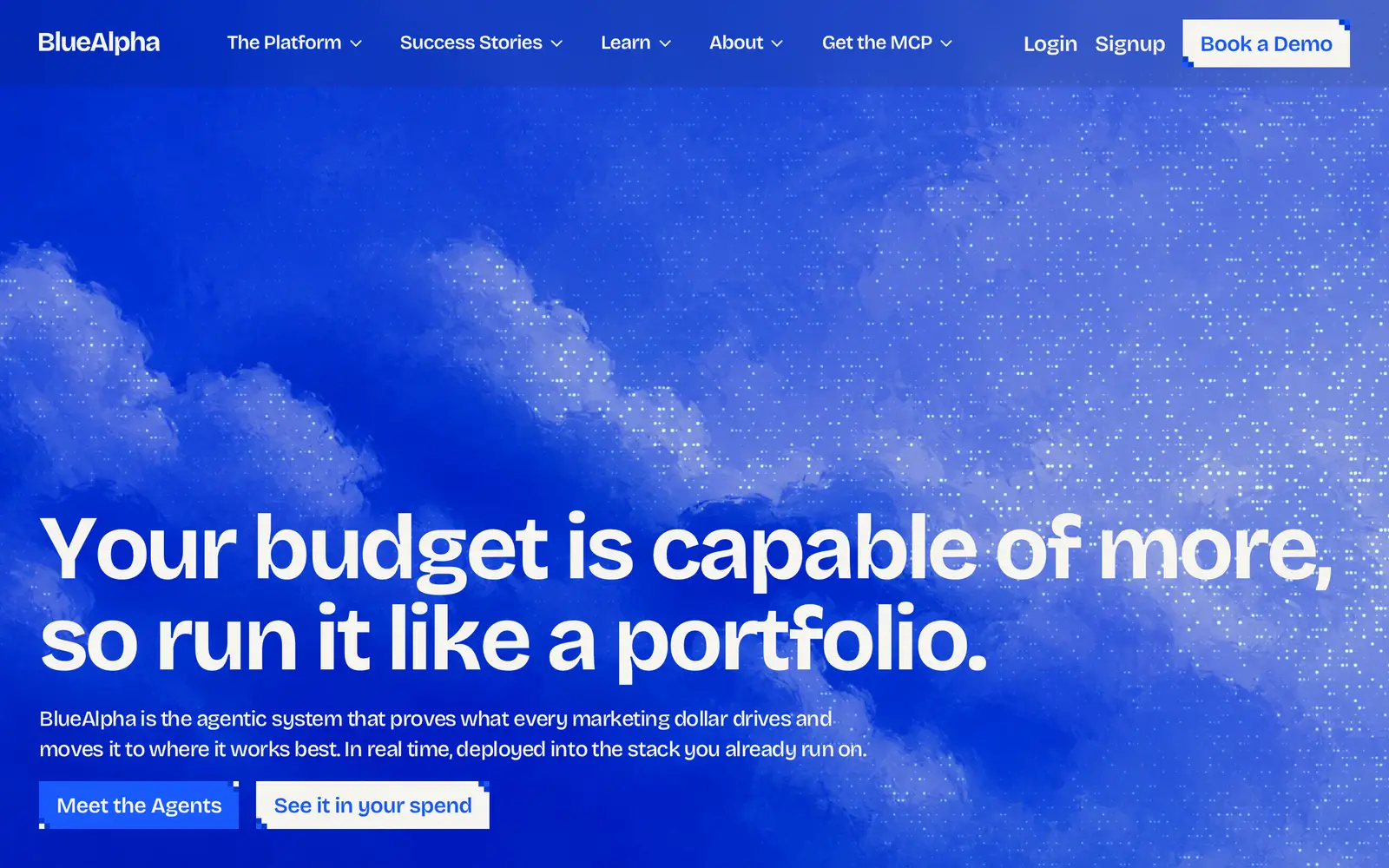 Screenshot of the BlueAlpha website