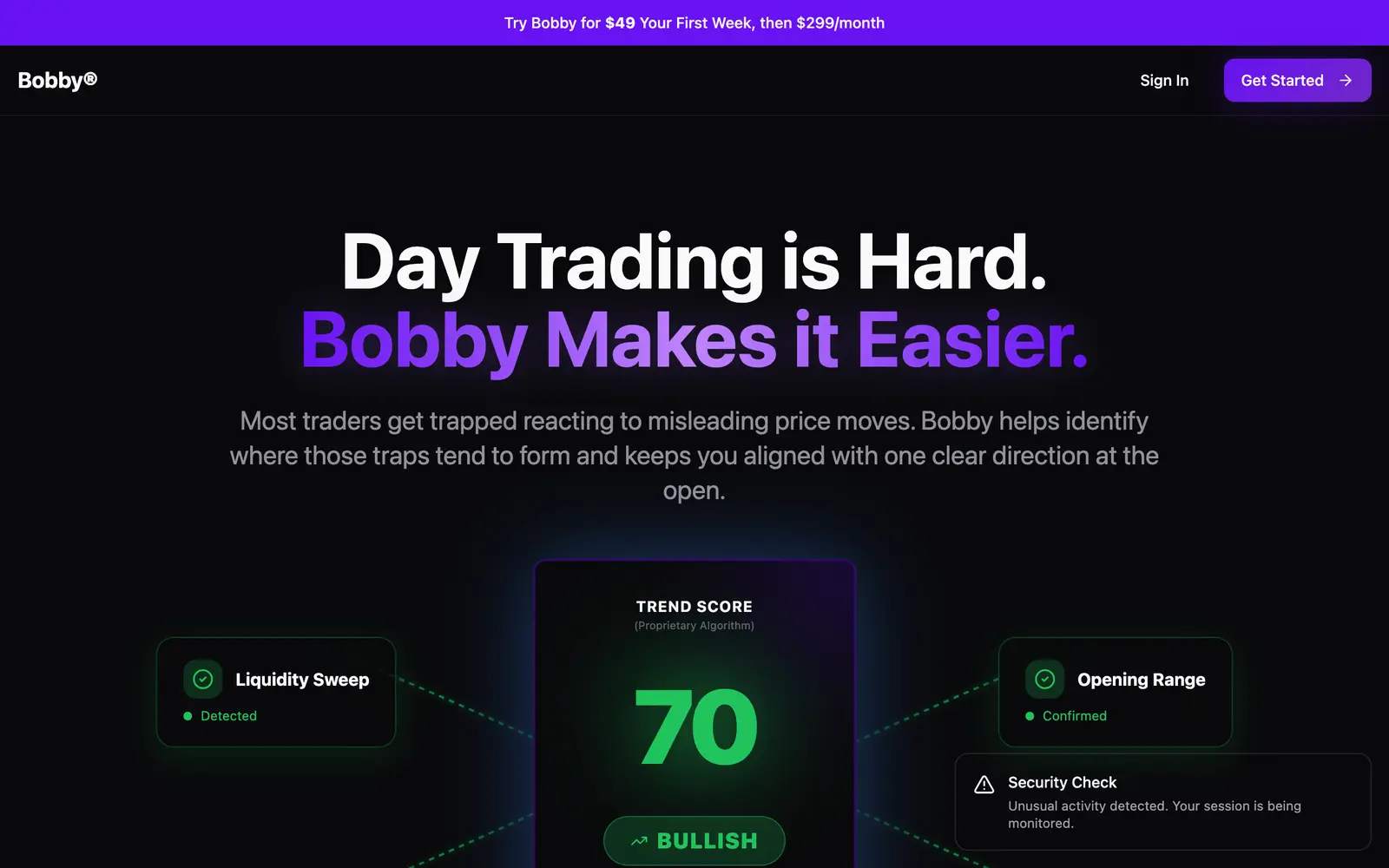 Screenshot of the Bobby website