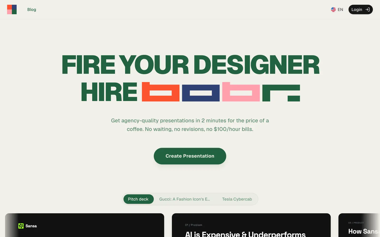 Screenshot of the Bobr AI website