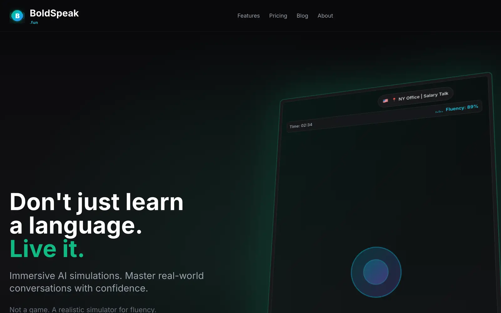 Screenshot of the BoldSpeak website