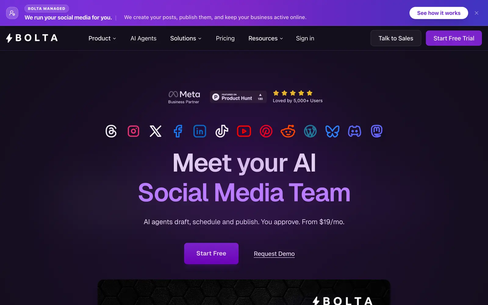Screenshot of the Bolta AI website