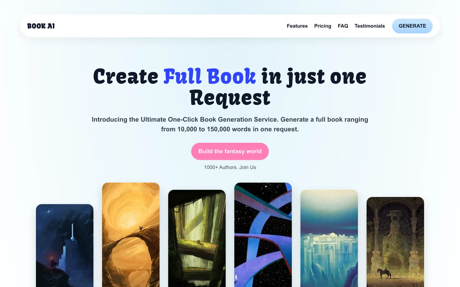 Screenshot of the Book AI website