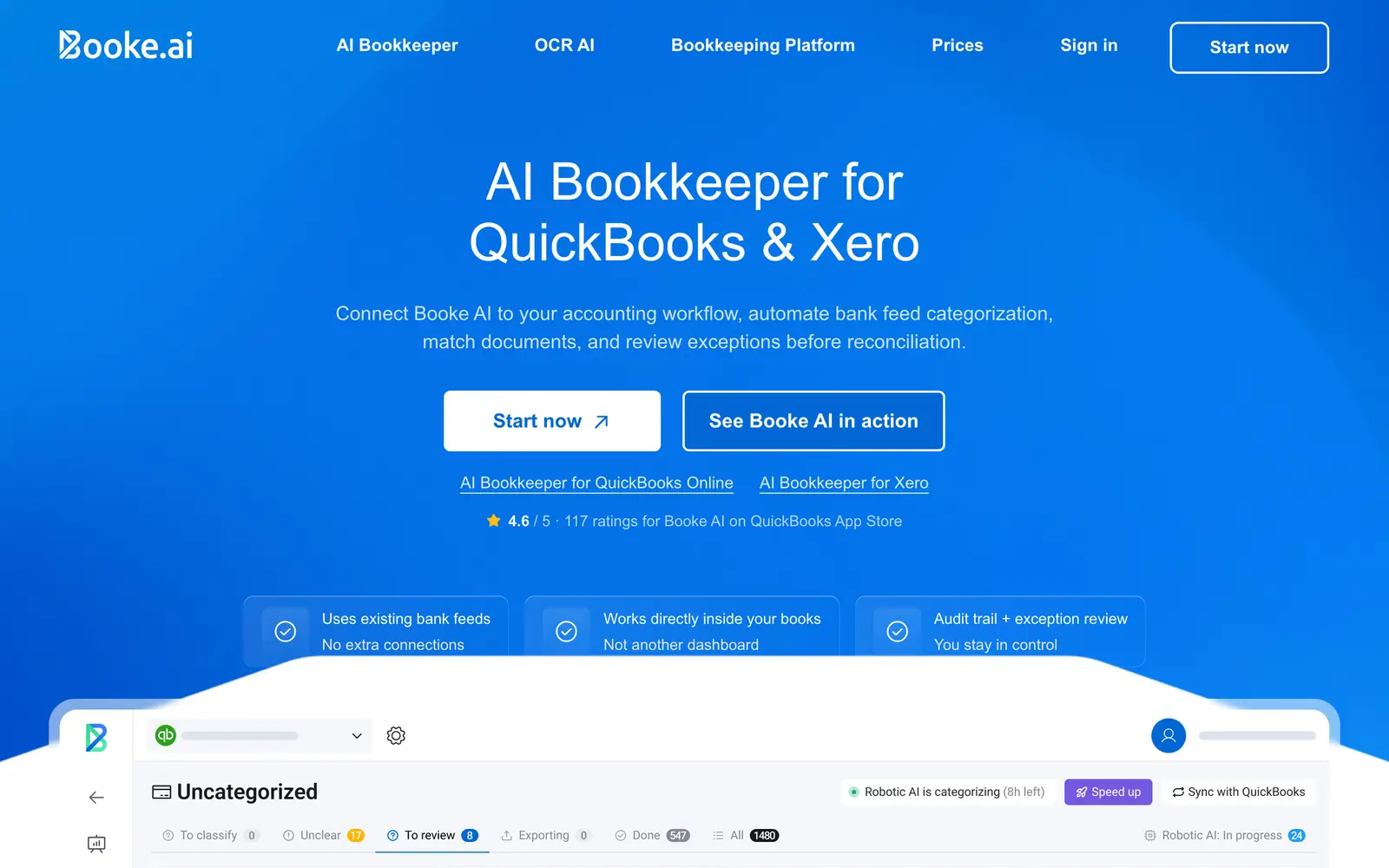 Screenshot of the Booke AI website