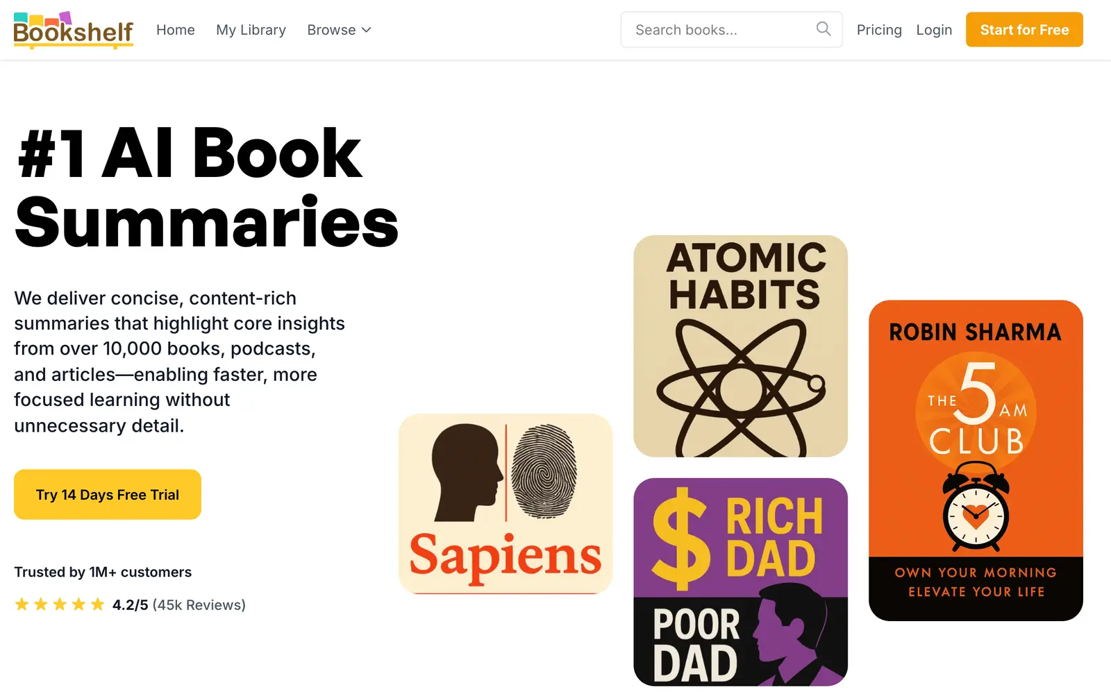 Screenshot of the Bookshelf AI website