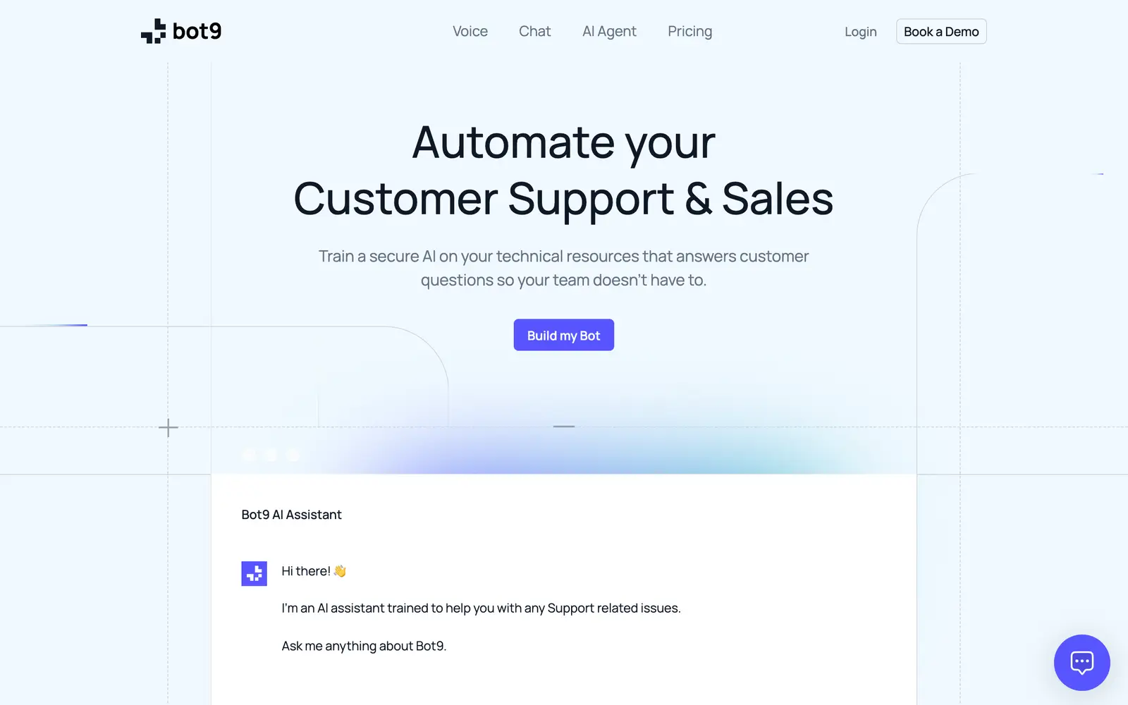 Screenshot of the Bot9 website