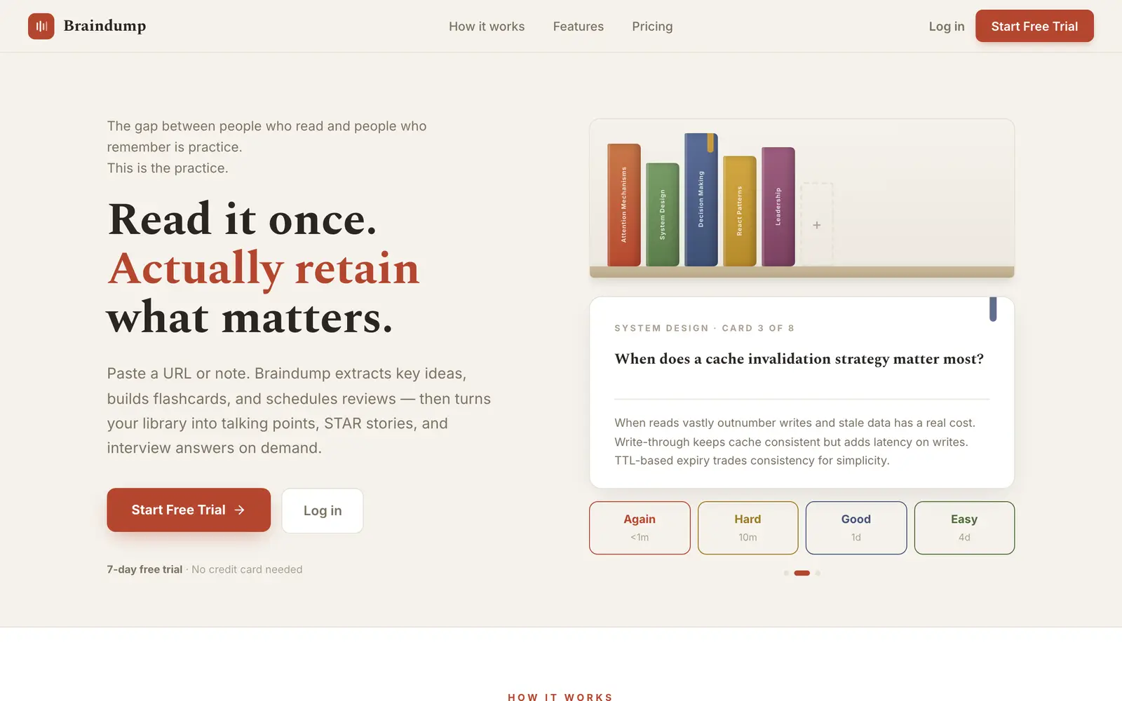 Screenshot of the Braindump website