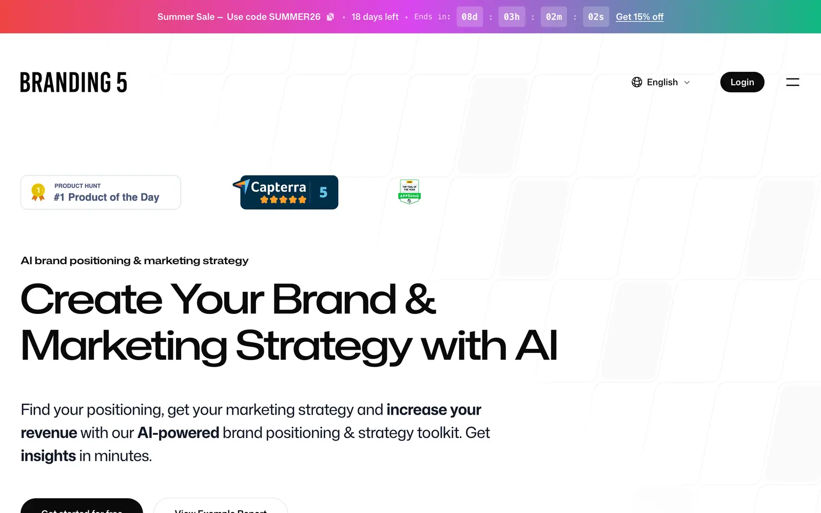 Screenshot of the Branding5 website