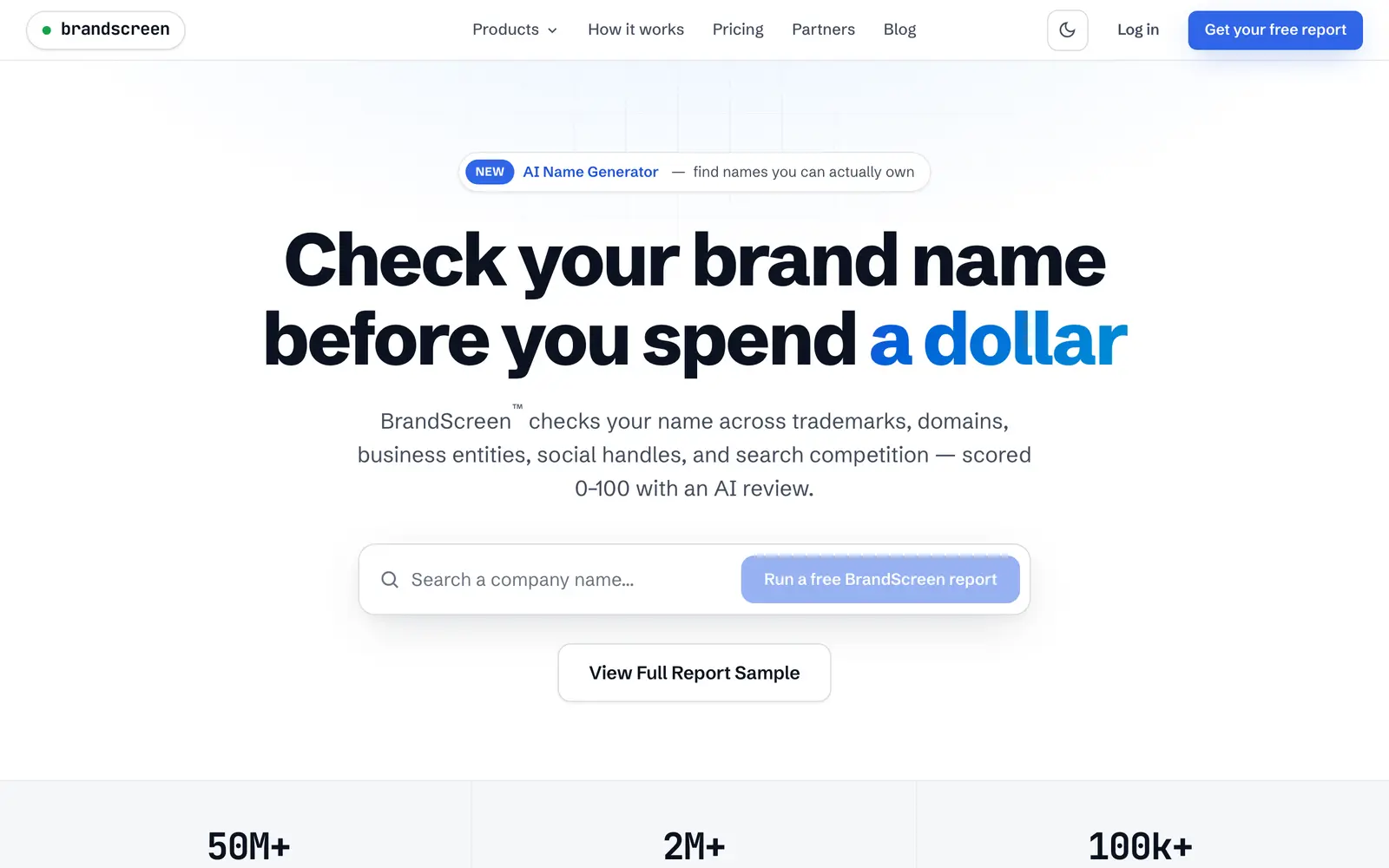 Screenshot of the BrandScreen website
