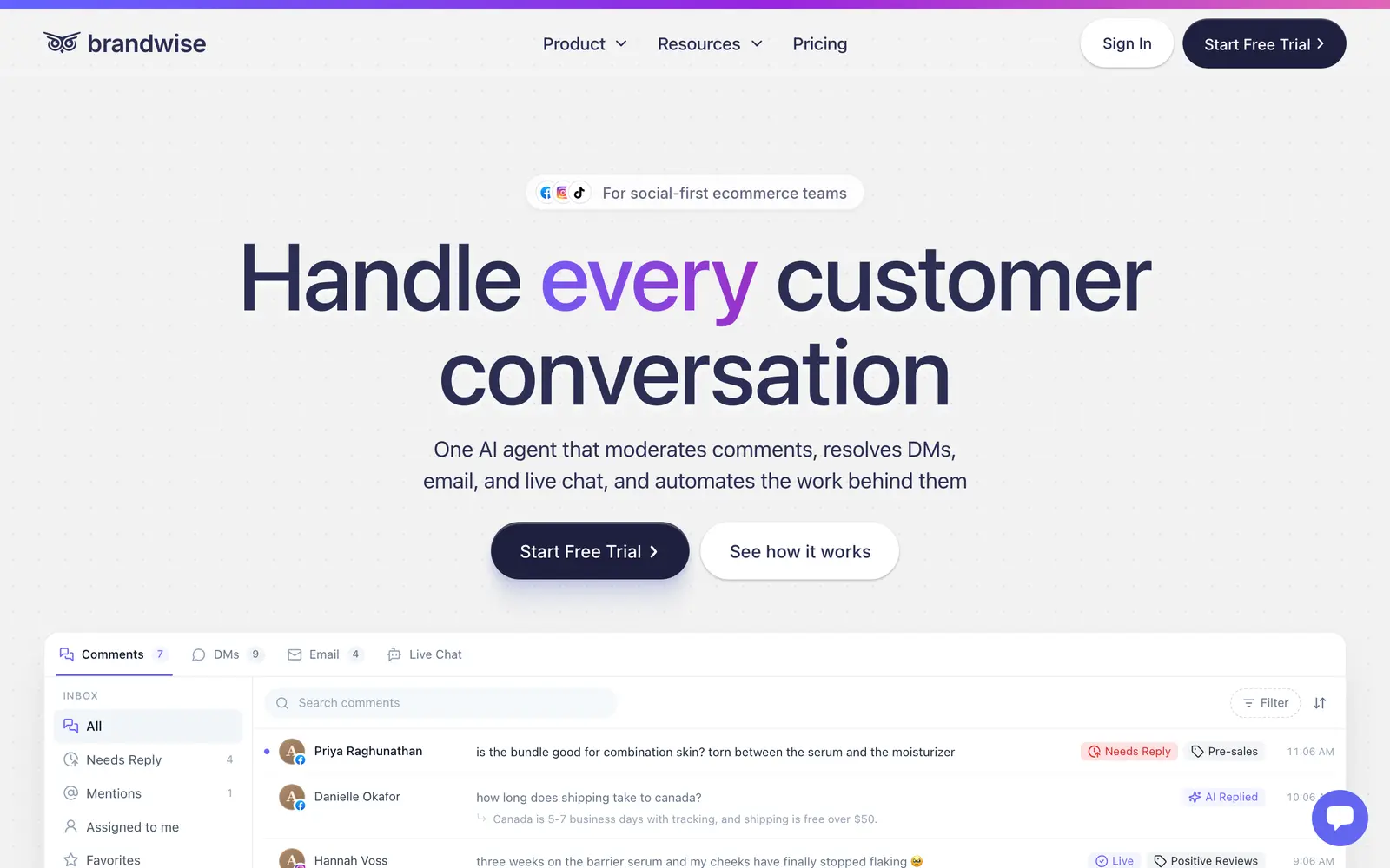 Screenshot of the Brandwise website