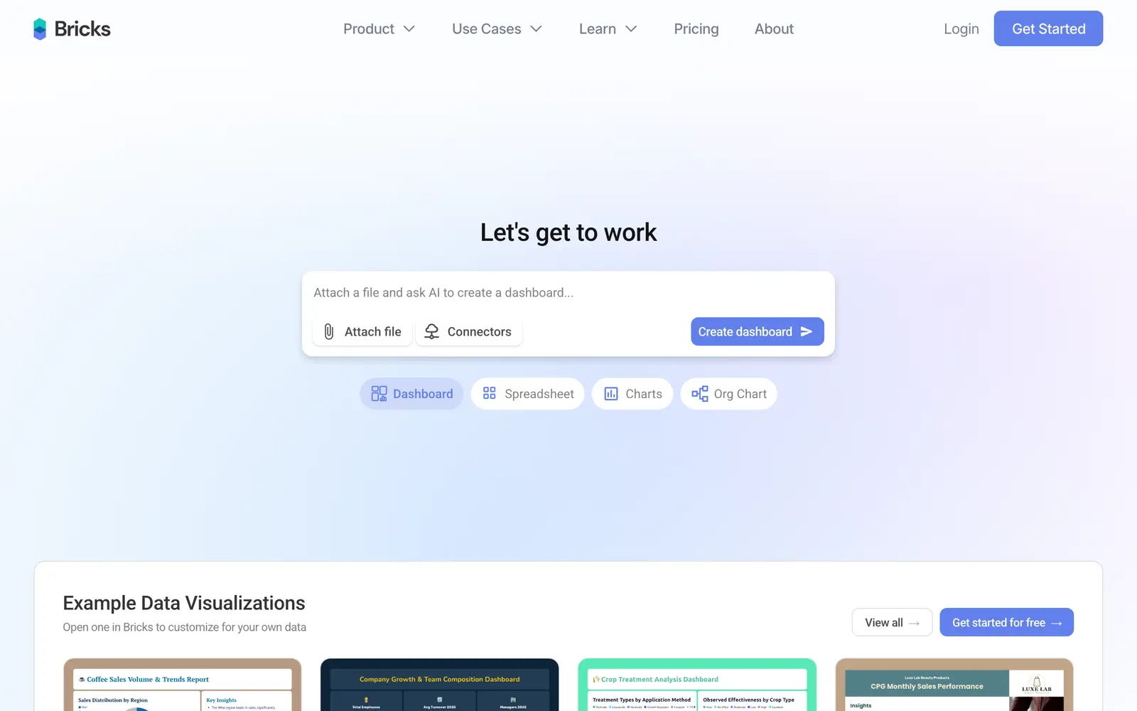 Screenshot of the Bricks website