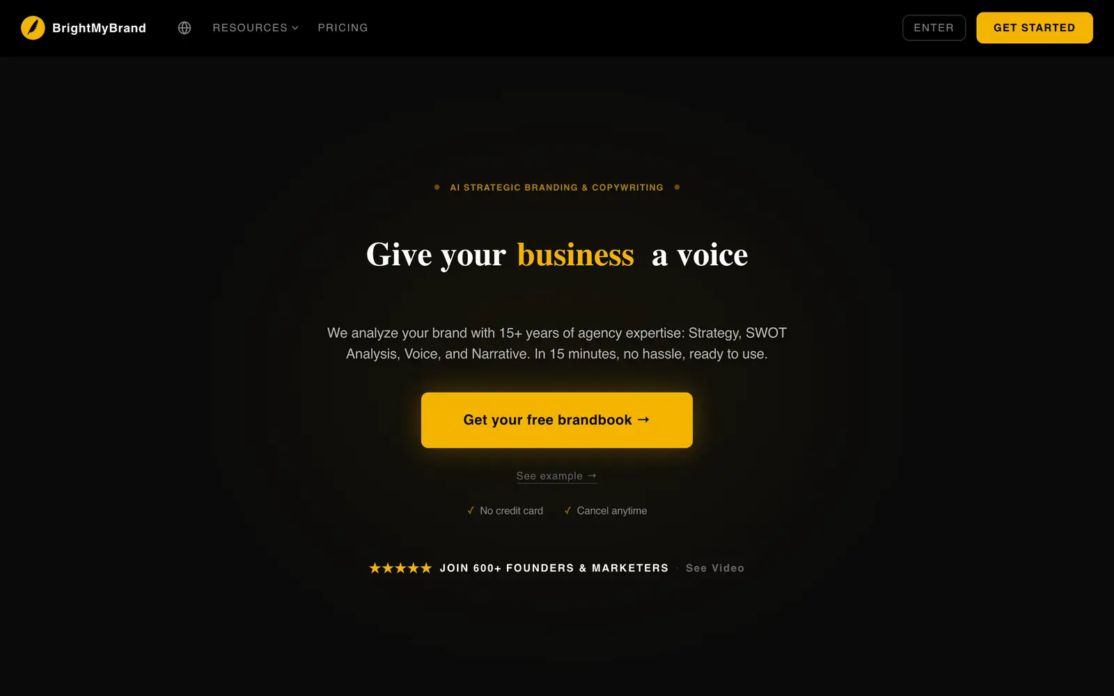 Screenshot of the BrightMyBrand website