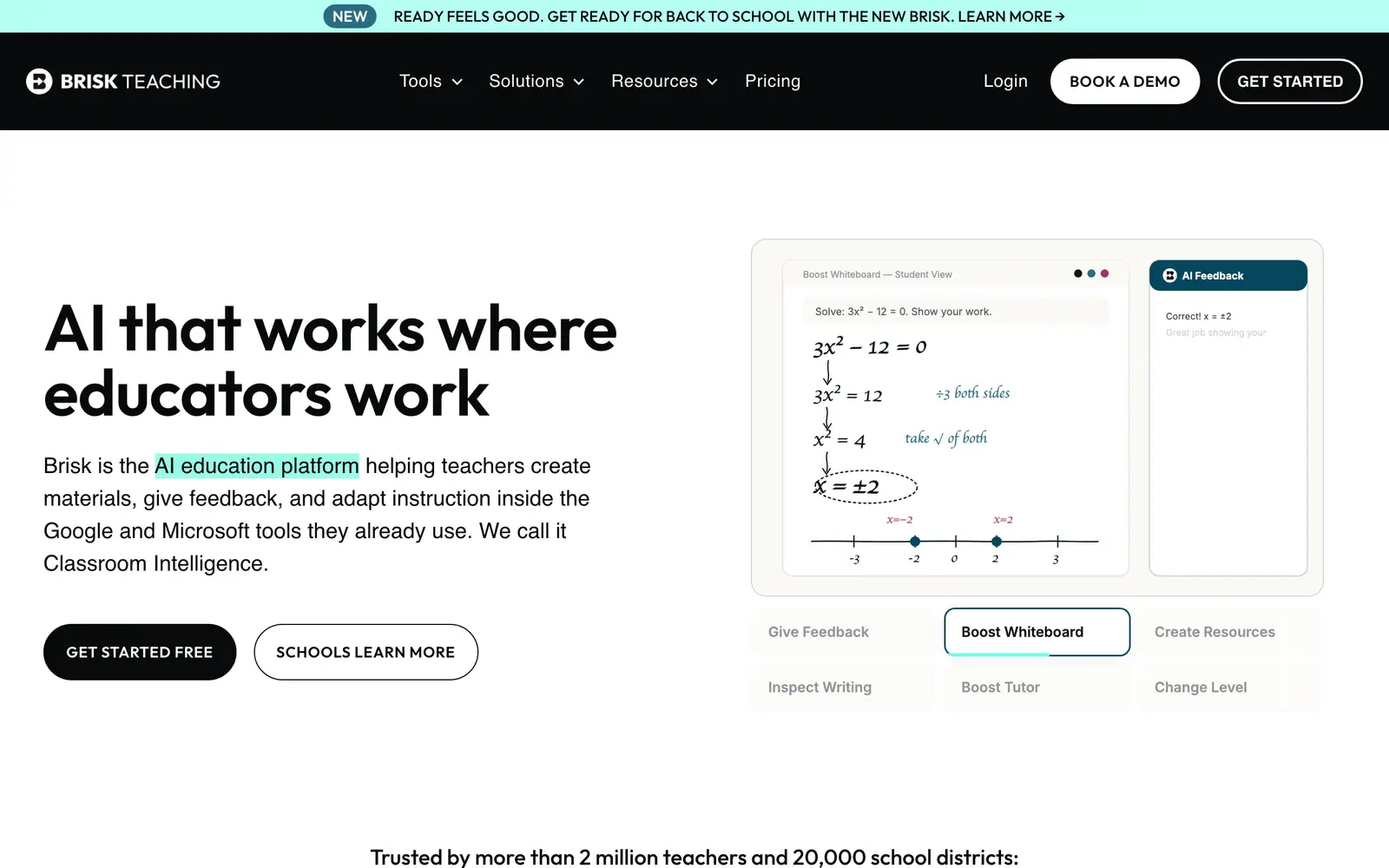 Screenshot of the Brisk Teaching website