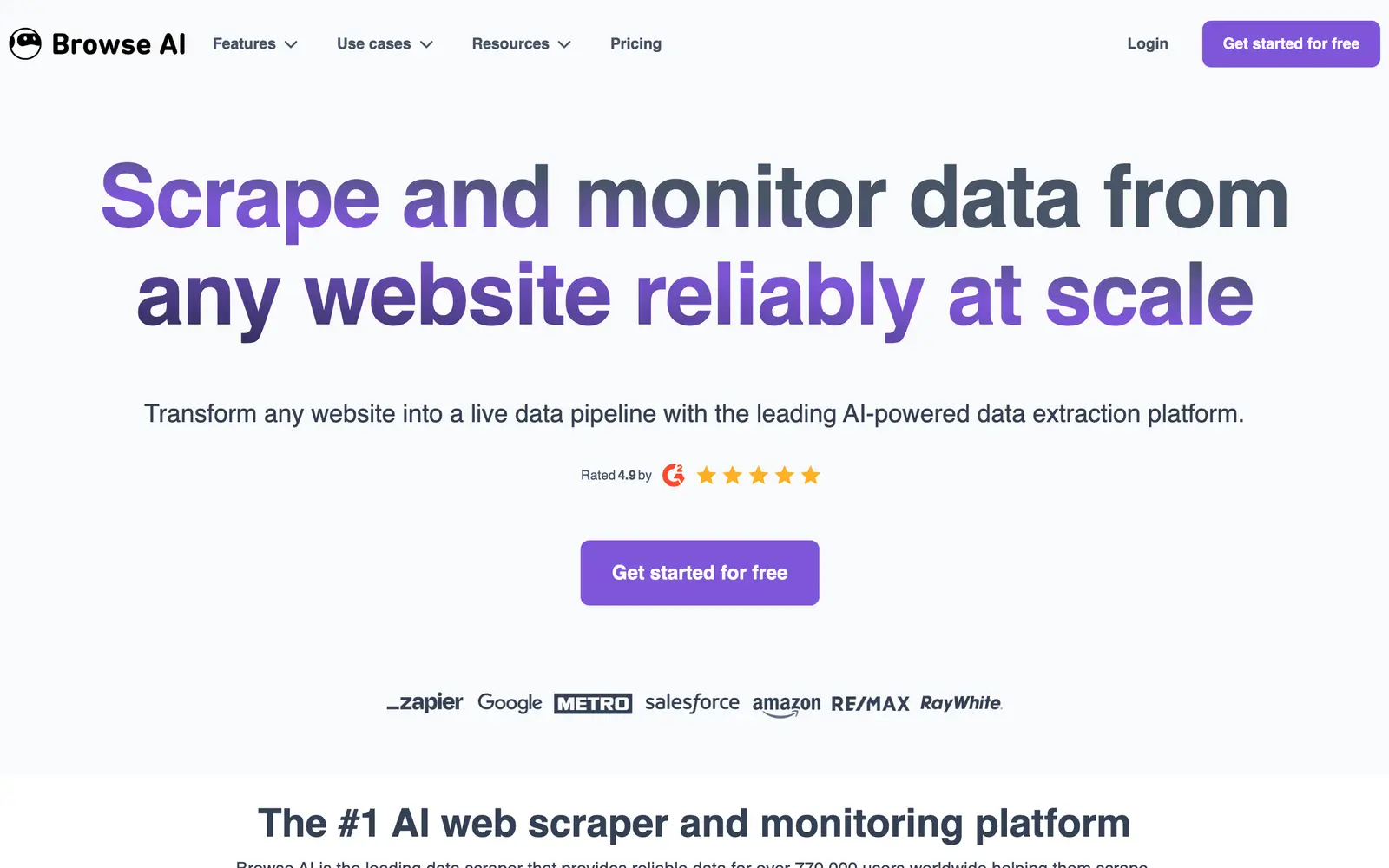 Screenshot of the Browse AI website