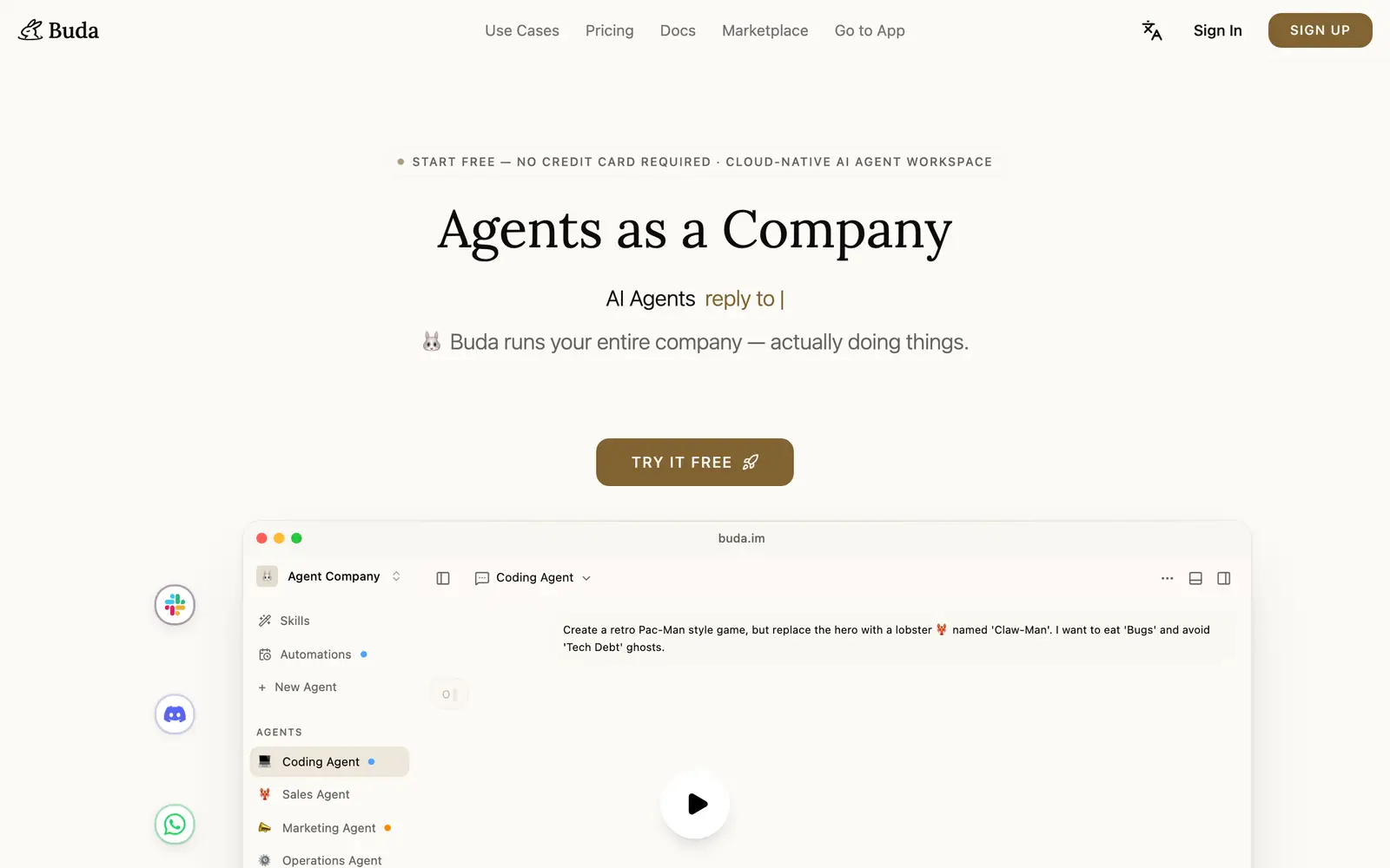 Screenshot of the Buda AI website