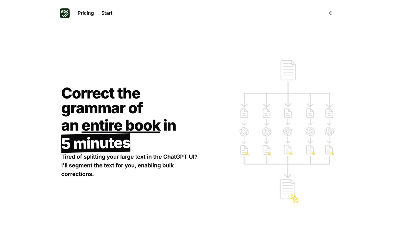 Screenshot of the BulkCorrector website