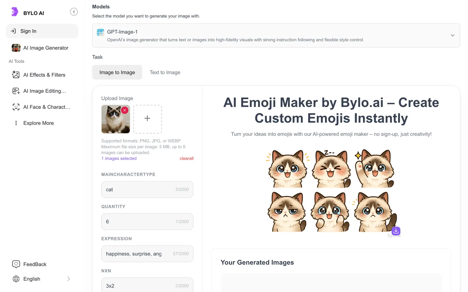 Screenshot of the Bylo website