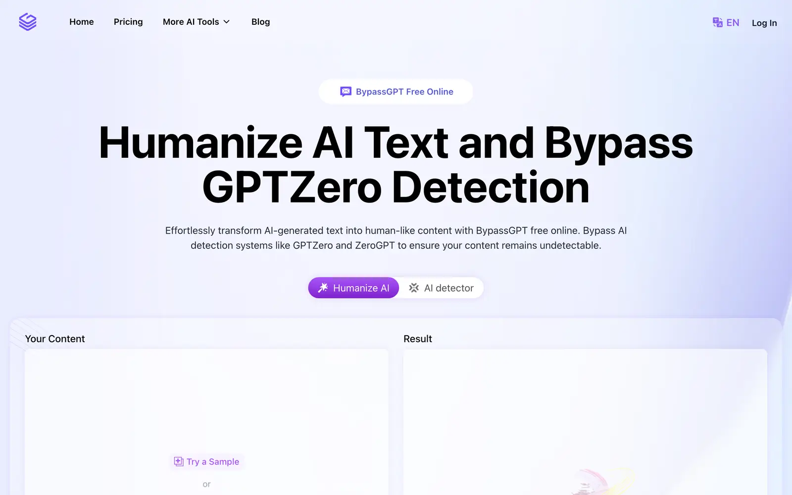 Screenshot of the BypassGPT.co website