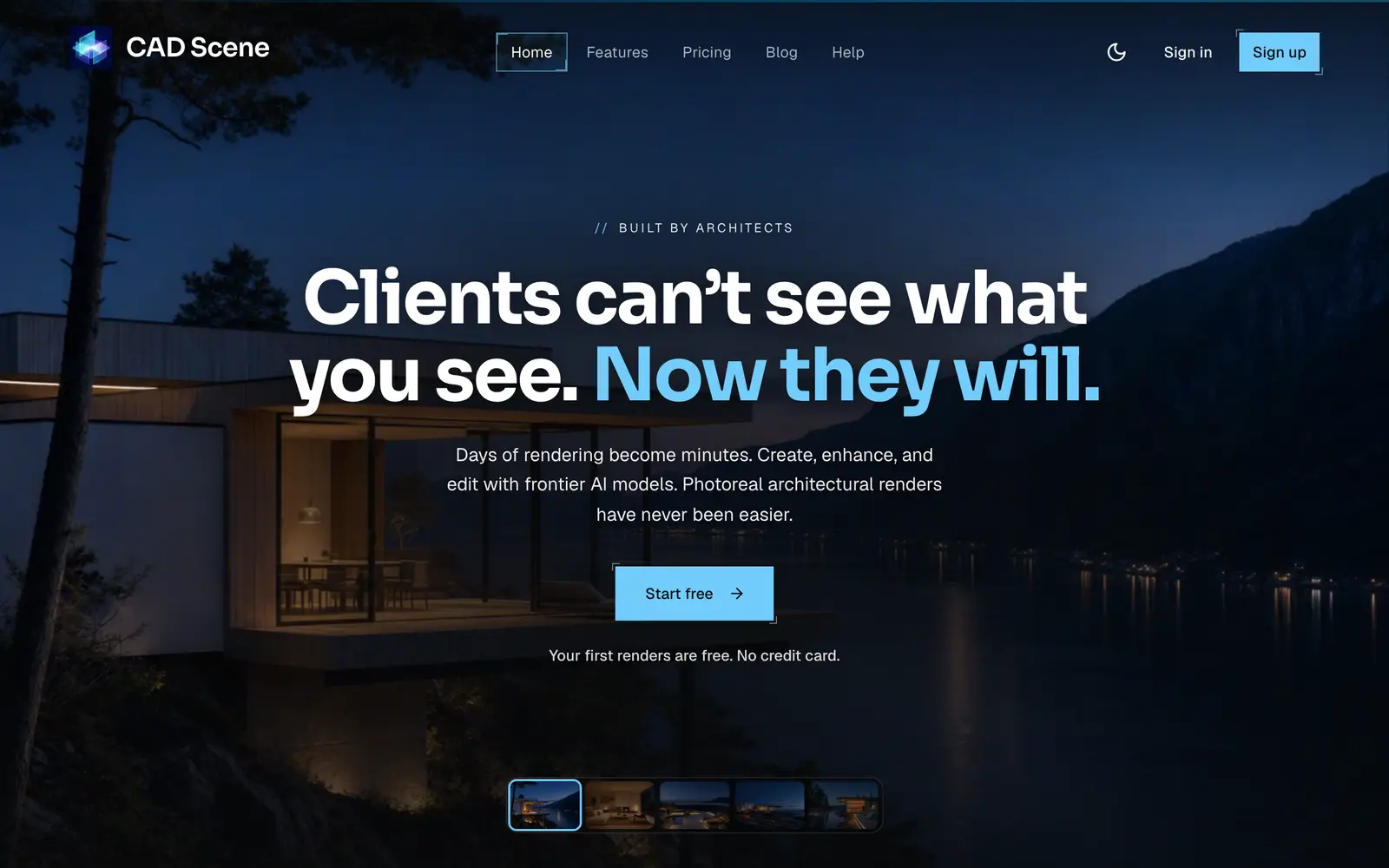 Screenshot of the CAD Scene website