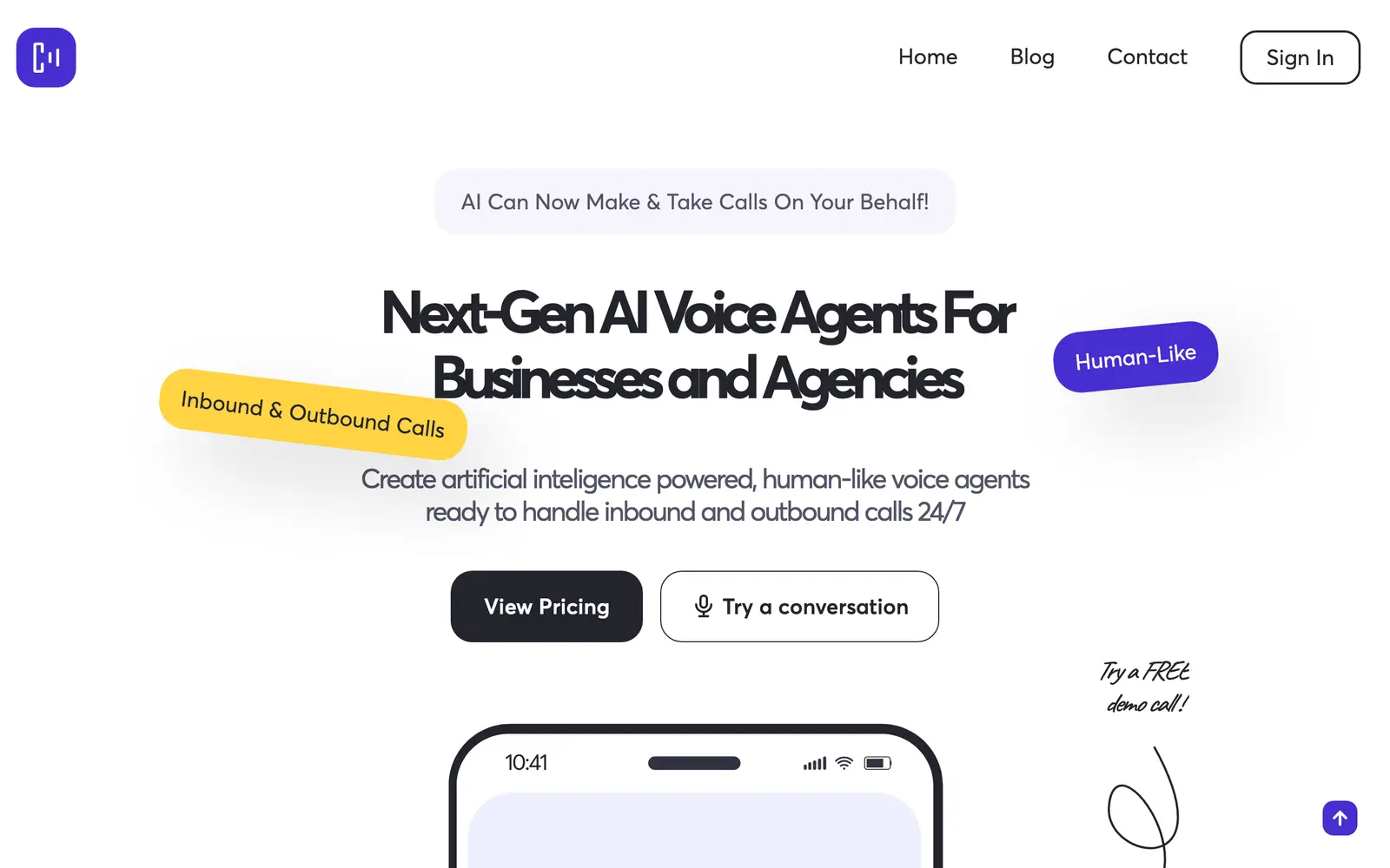 Screenshot of the CallFluent website