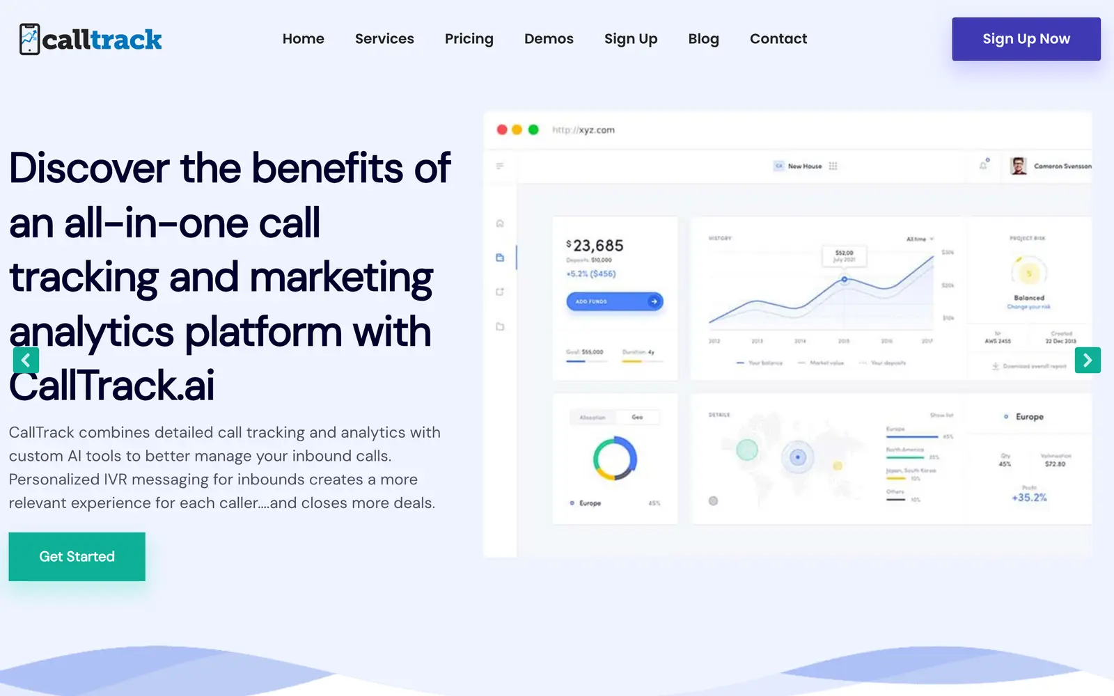 Screenshot of the CallTrack.ai website