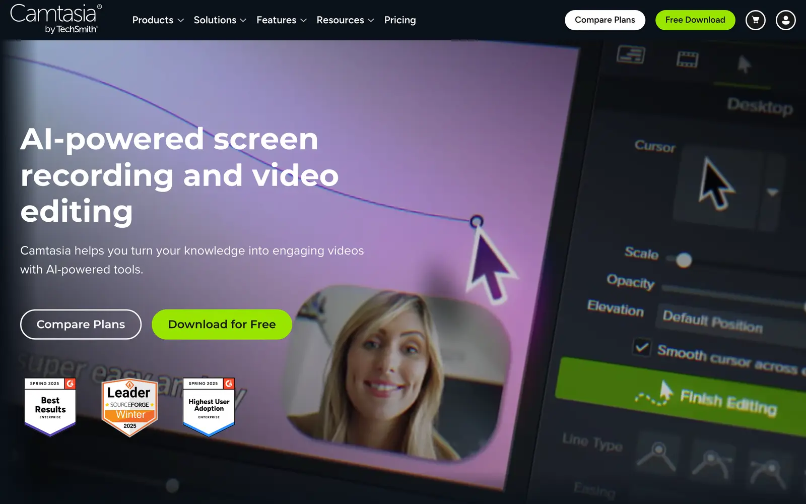 Screenshot of the Camtasia website