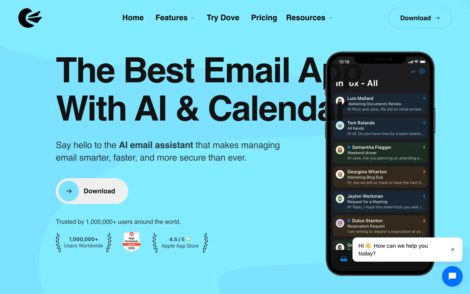 Screenshot of the Canary Mail website