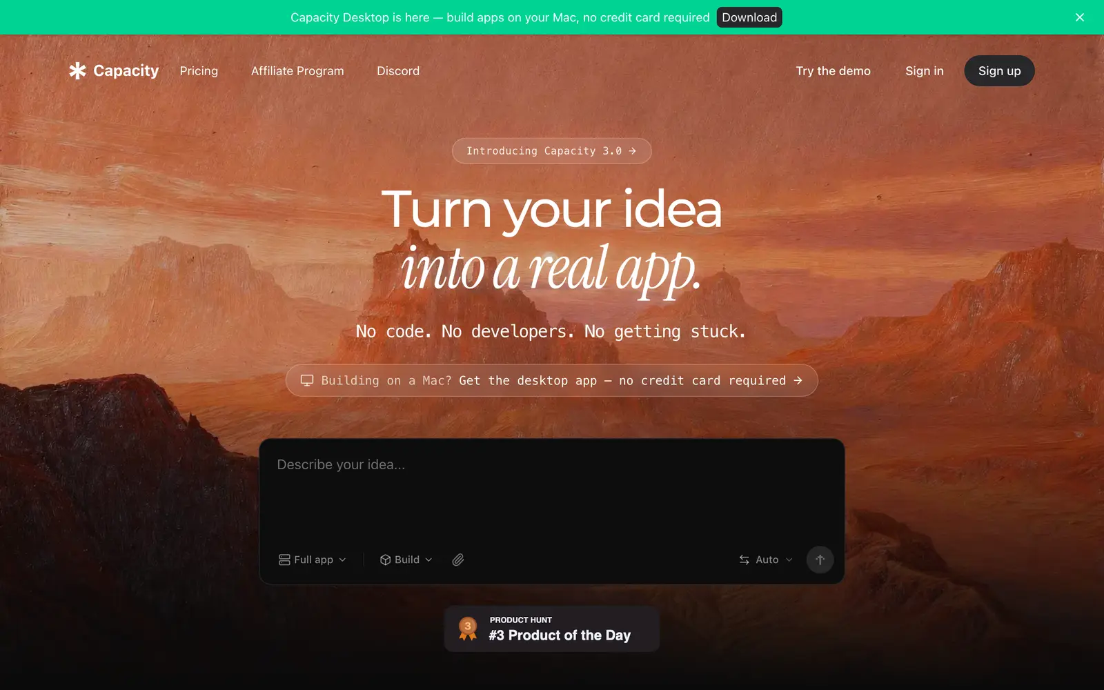 Screenshot of the Capacity website