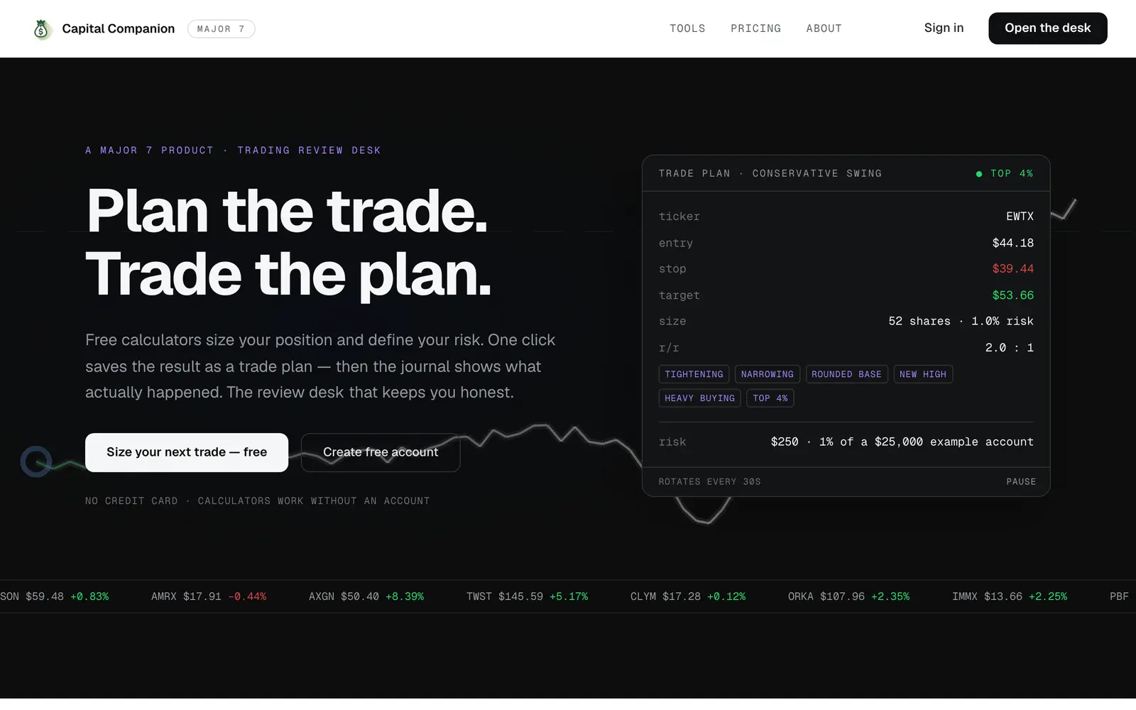 Screenshot of the Capital Companion website