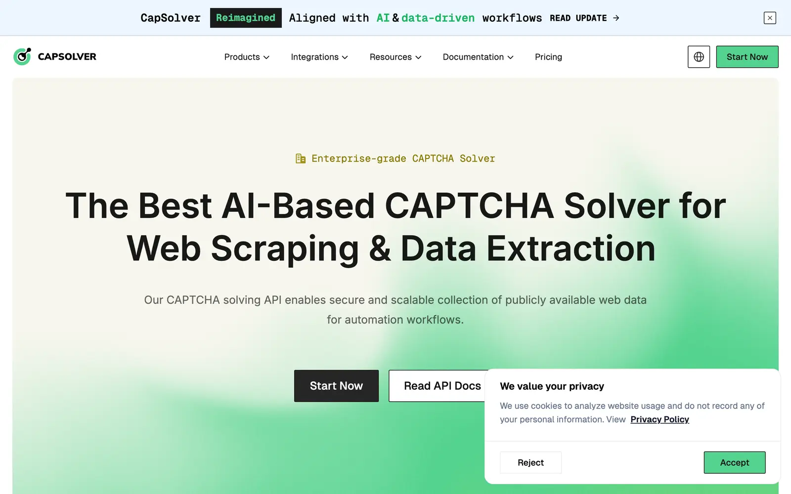 Screenshot of the CapSolver website