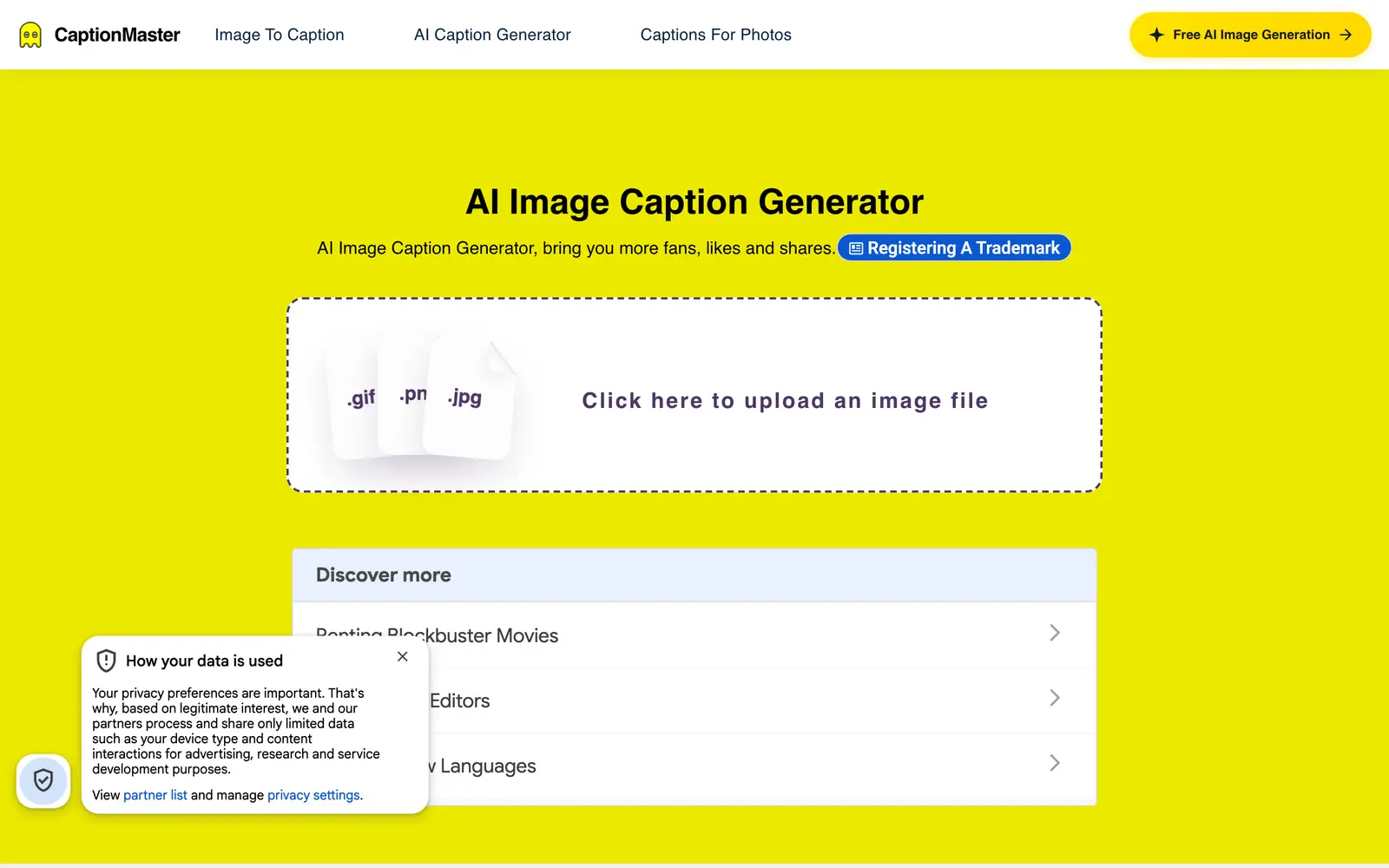 Screenshot of the CaptionMaster website