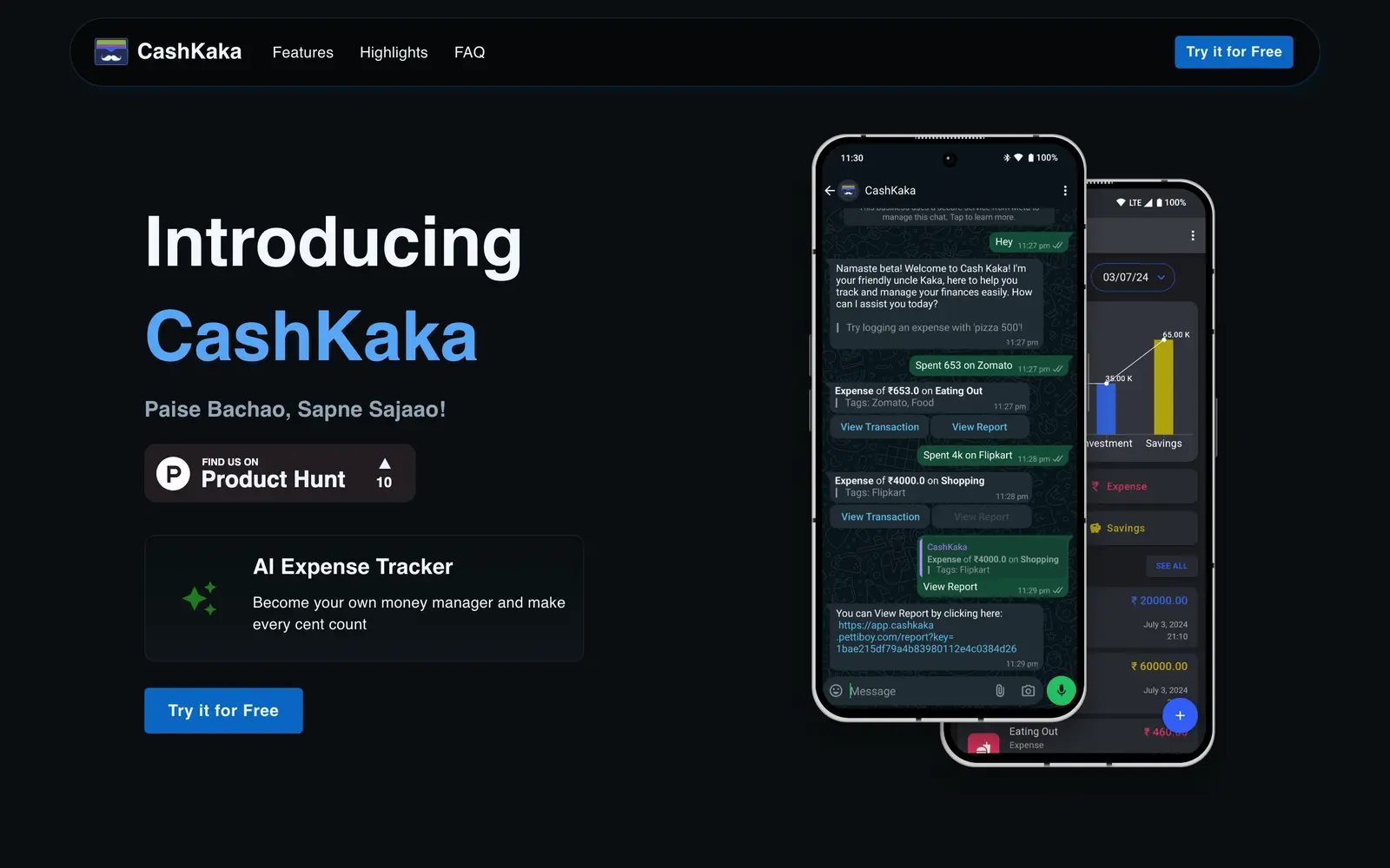 Screenshot of the CashKaka website