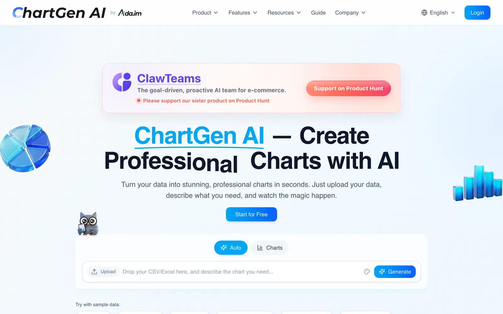 Screenshot of the ChartGen website