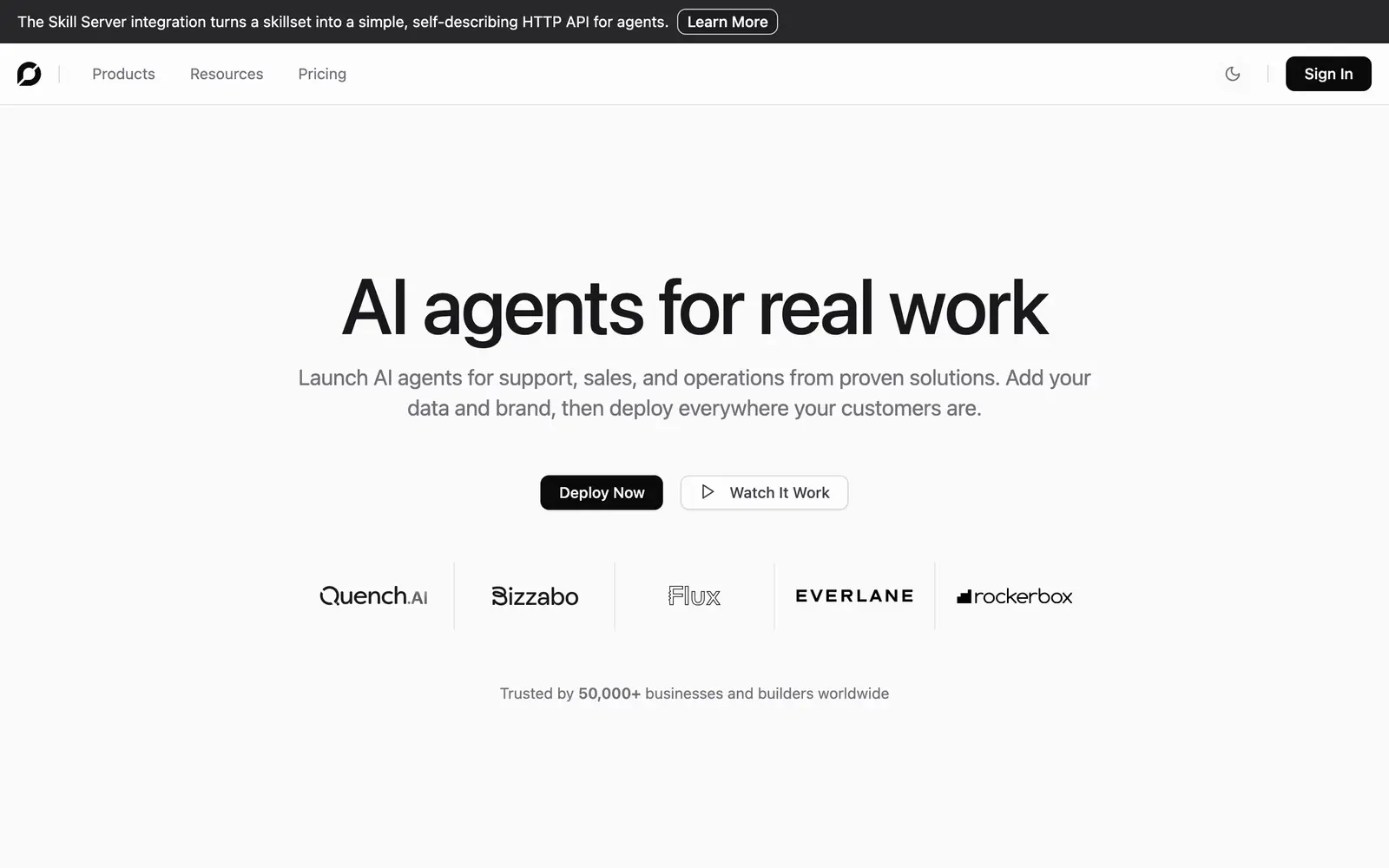 Screenshot of the ChatBotKit website