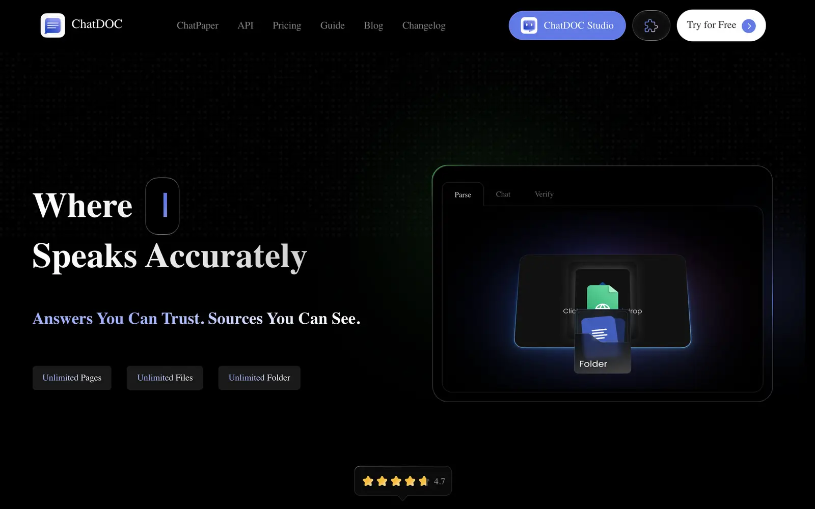 Screenshot of the ChatDOC website