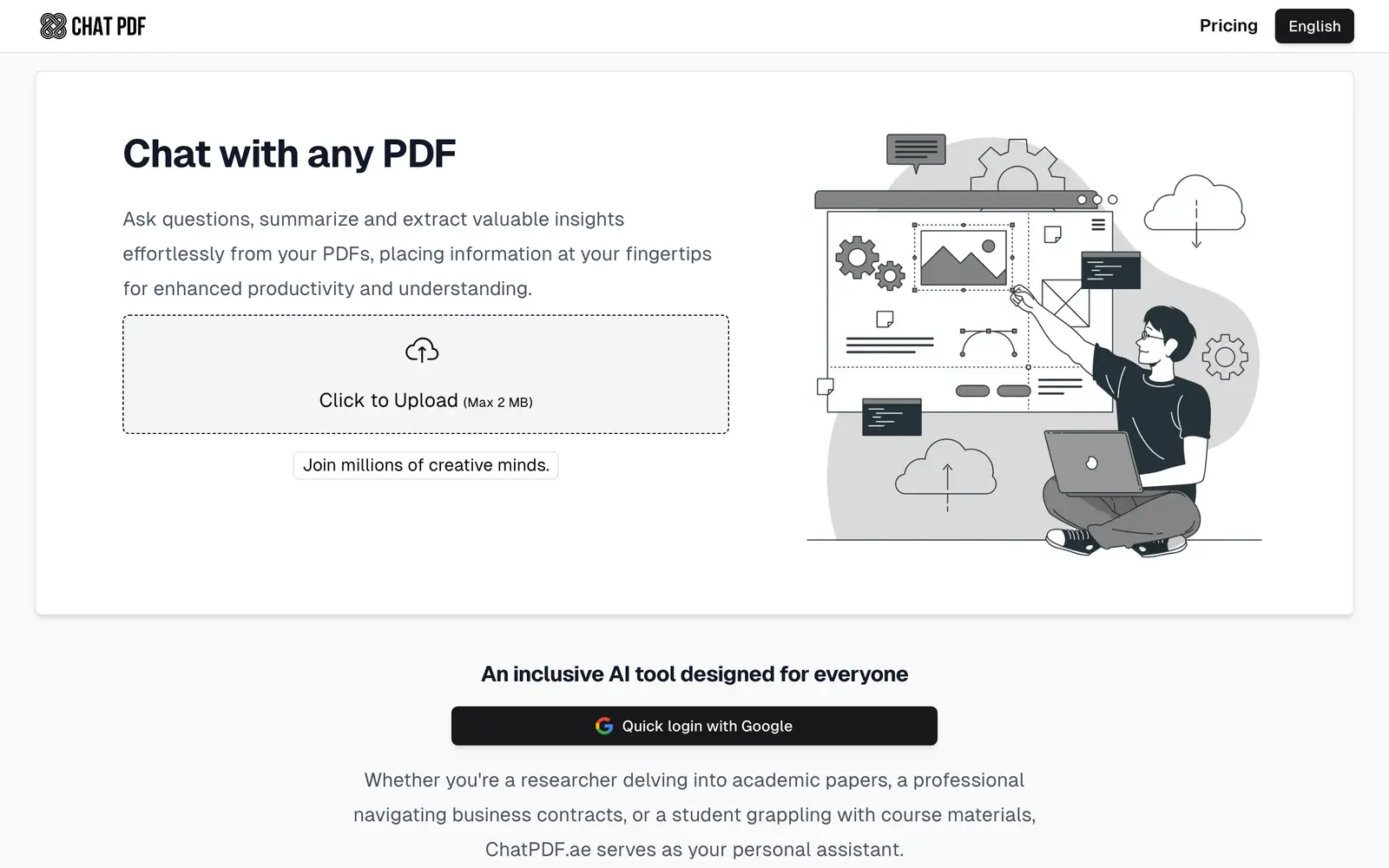 Screenshot of the ChatPDF.ae website