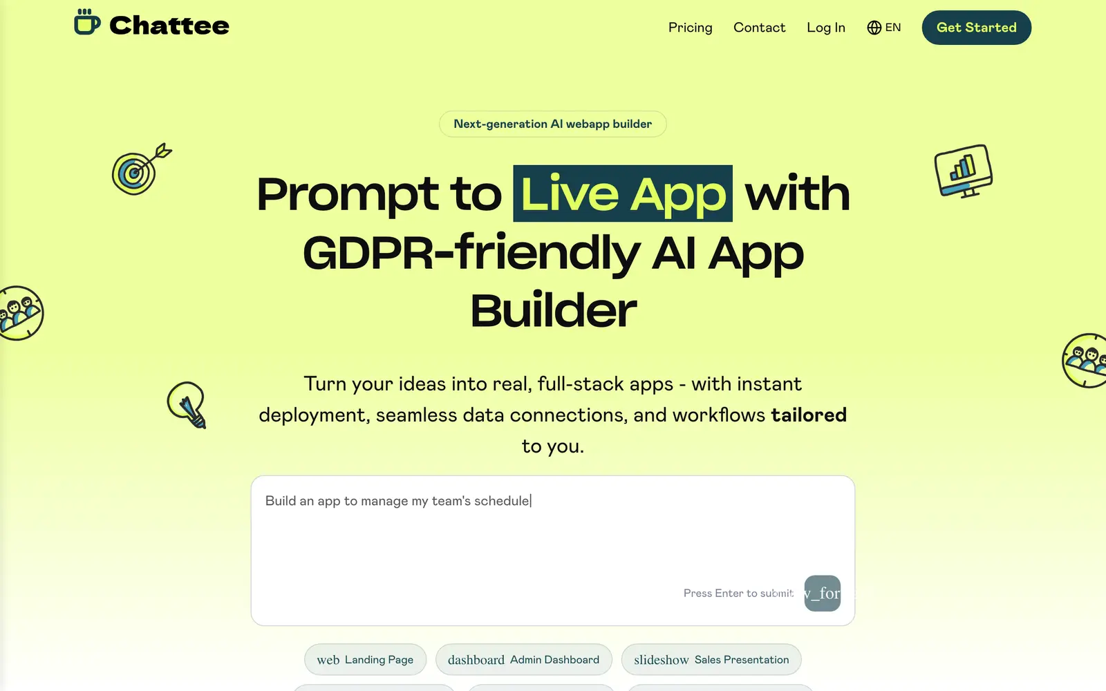Screenshot of the Chattee website